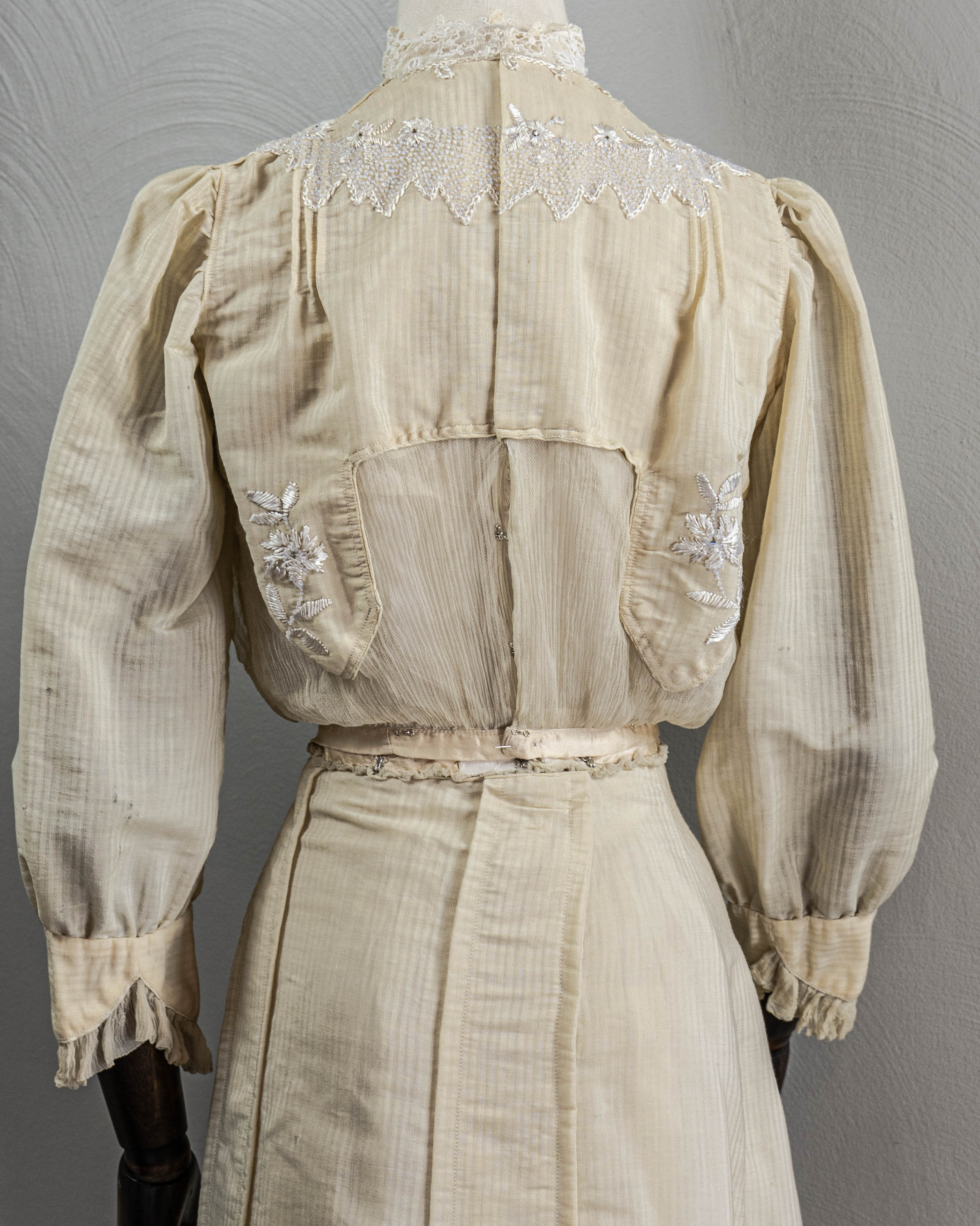 10s/Edwardian Cream Wool Walking Suite Embroidery Beading - Image 8