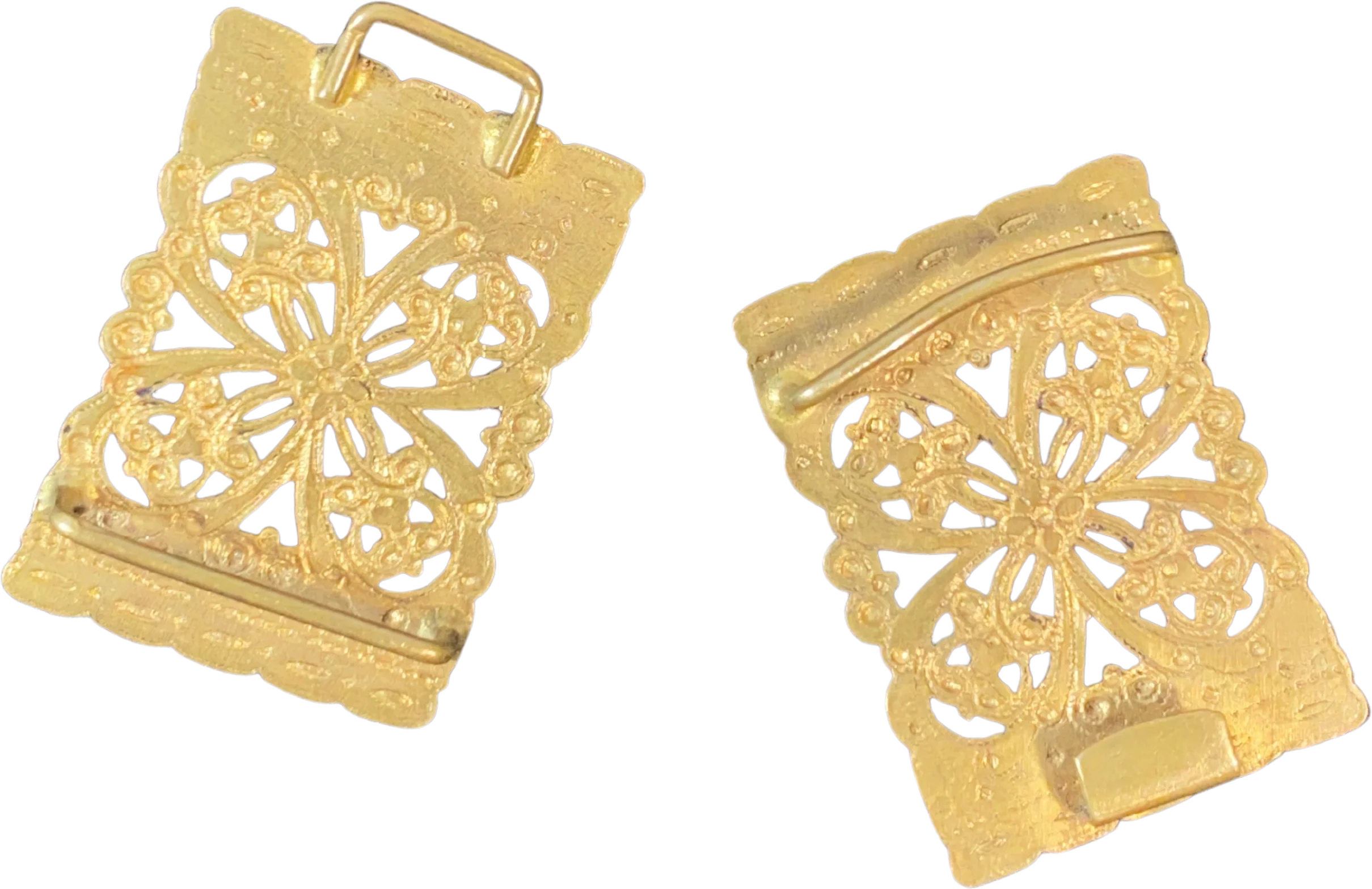 10s/Edwardian Ornate Brass Metal With Rhinestones Belt Buckle - Image 2
