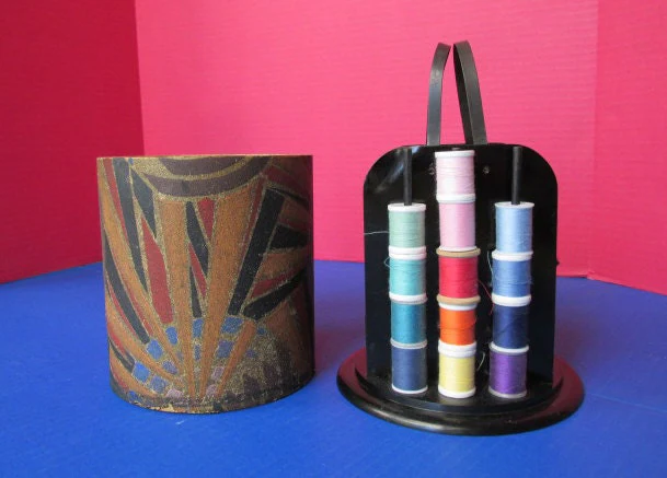10s "ye Lantern" Sewing "baskette" Caddy with Modernist Metropolis Cover Design - Image 2