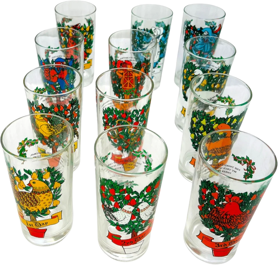 12 Days of Christmas Mcm Complete Glass Set 50s