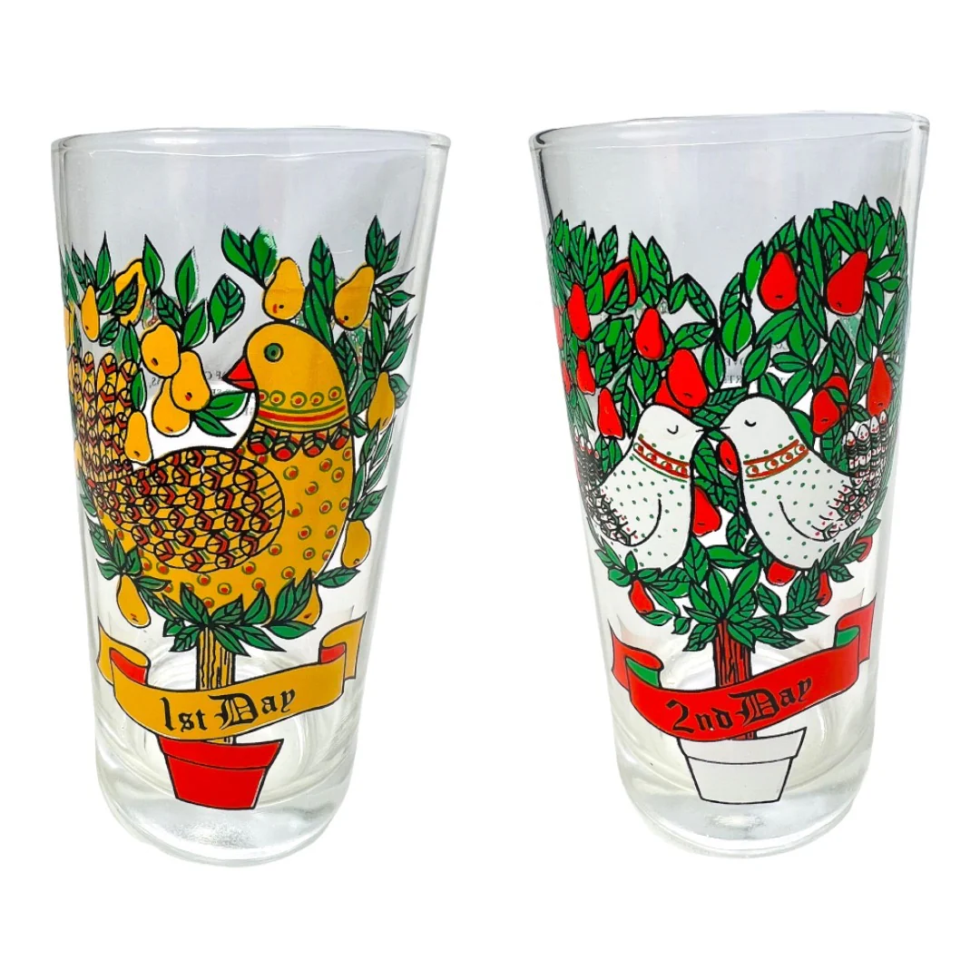 12 Days of Christmas Mcm Complete Glass Set 50s - Image 3