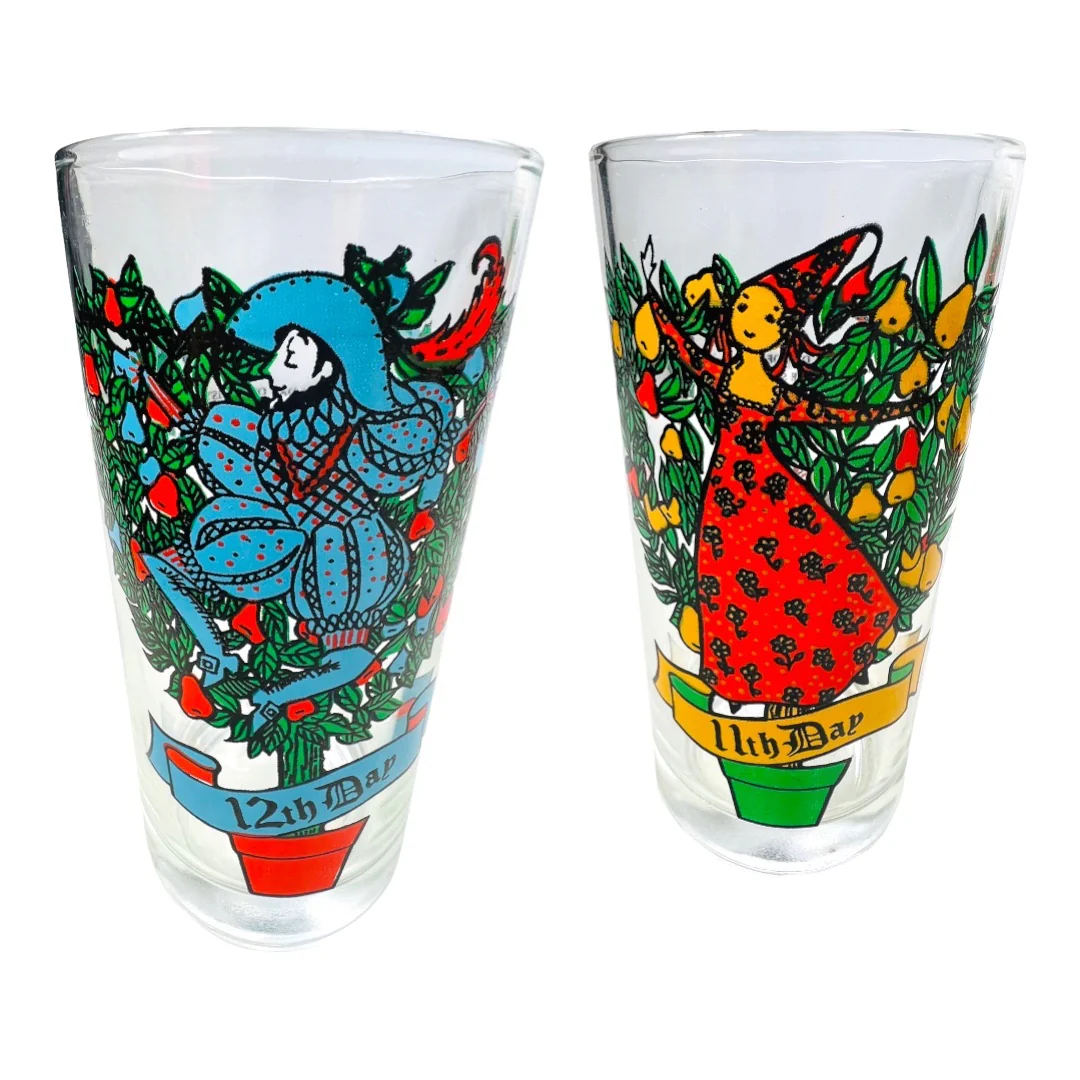 12 Days of Christmas Mcm Complete Glass Set 50s - Image 8