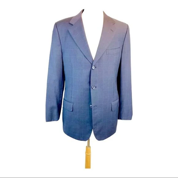 120s Hand Tailored Men’s Italian Sport Coat Virgin Wool Blue 54l by Ravazzolo - Image 2