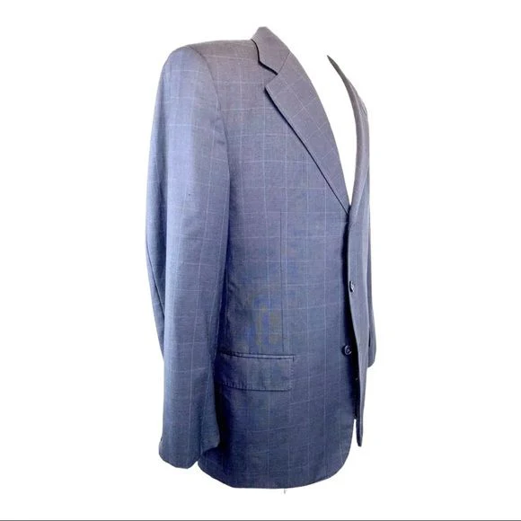 120s Hand Tailored Men’s Italian Sport Coat Virgin Wool Blue 54l by Ravazzolo - Image 8