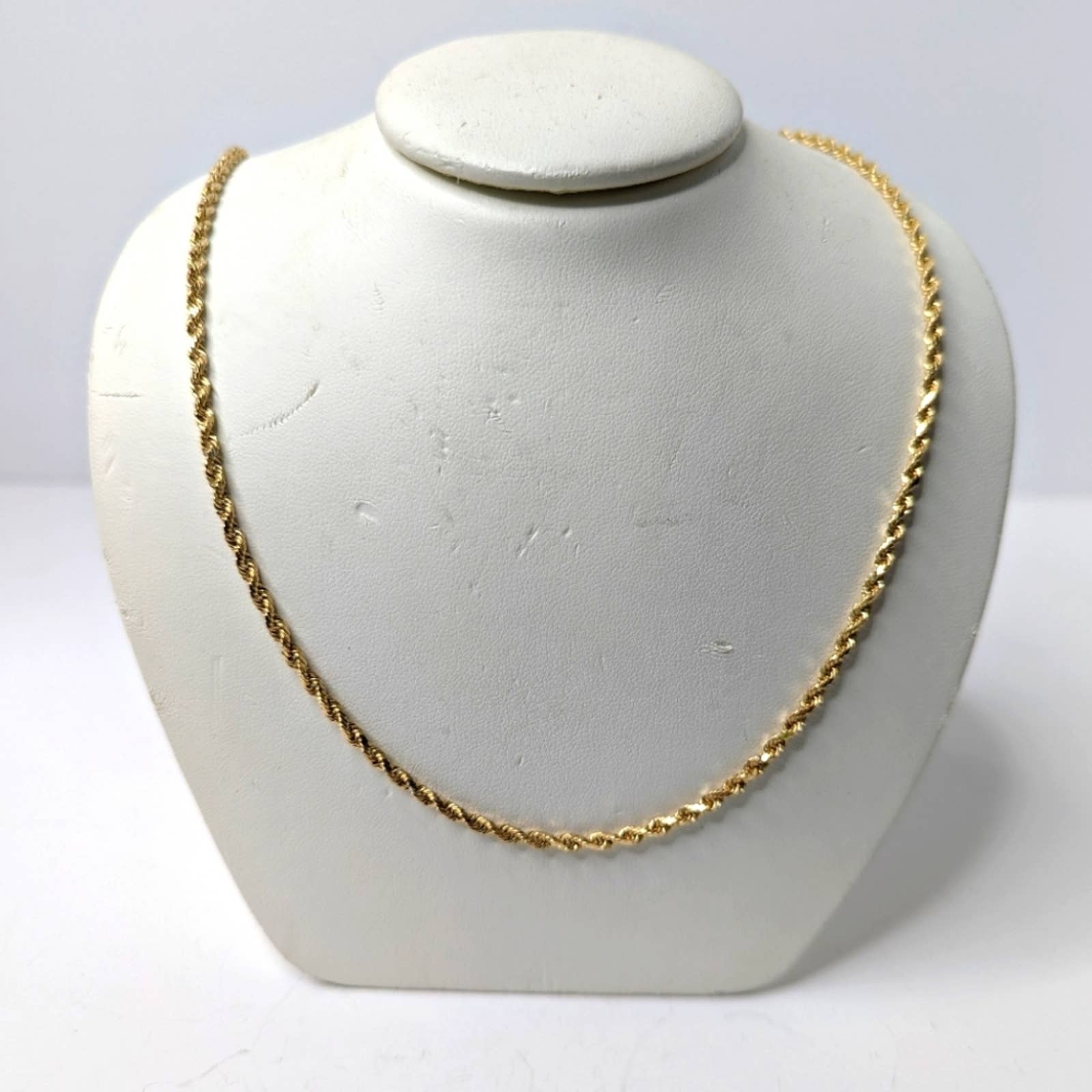 14k Solid Gold 2mm Thick Twisted Rope 20 Chain Necklace - Image 2