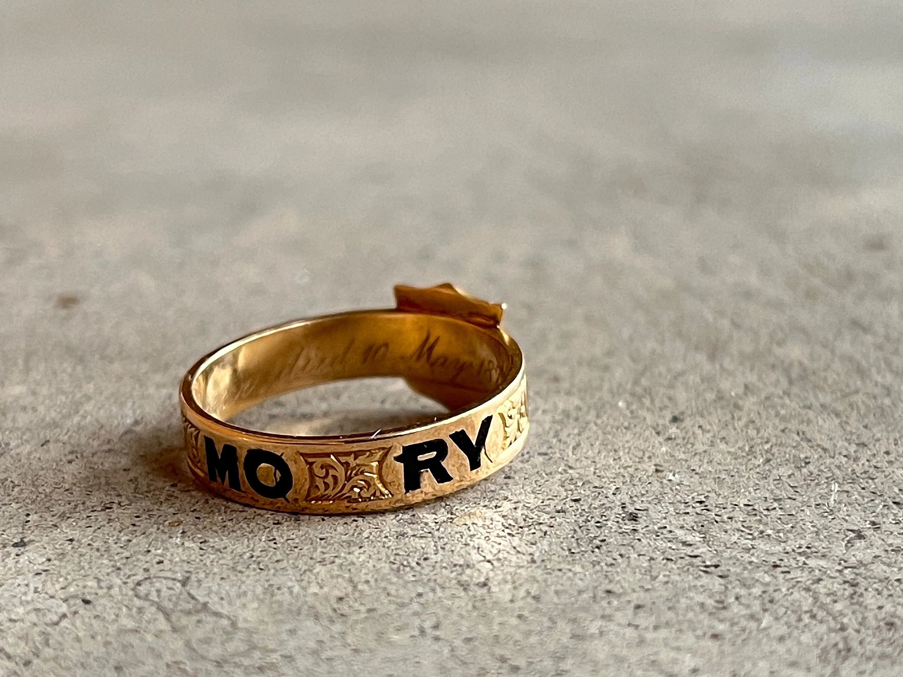 1875 'in Memory Of' 18k Gold Mourning Ring 'ag' Antique Victorian Jewelry - Image 7