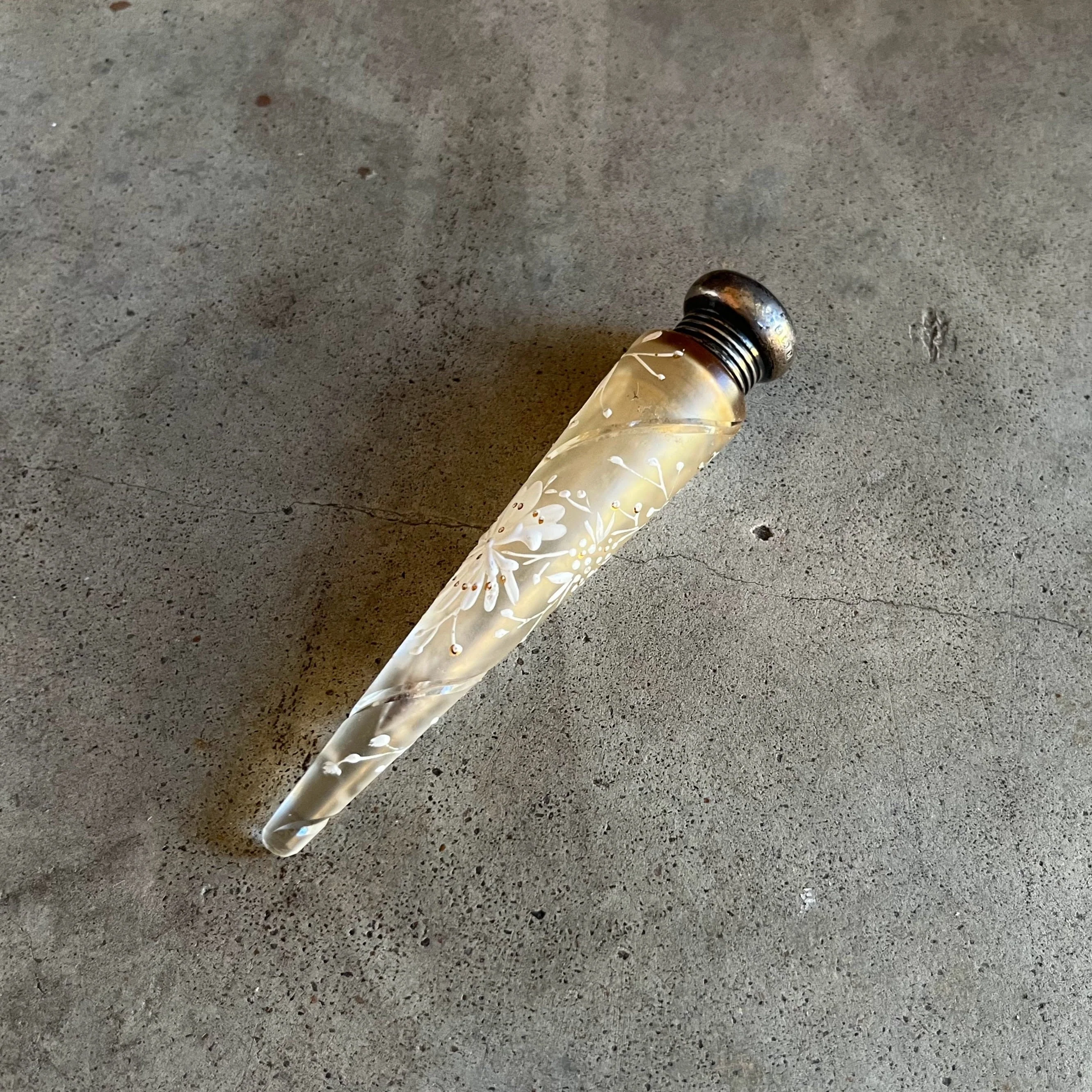 1901 Sterling Painted Glass Perfume Bottle Edwardian Antique Edwardian Victorian Accessories - Image 3