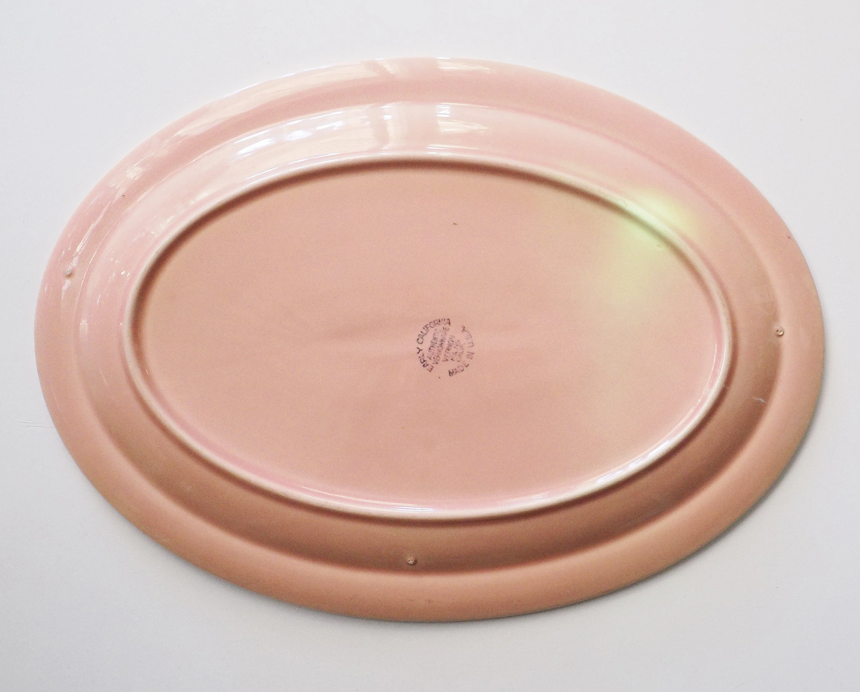 1936 46 Early California Pink Platter 12. 5" X 9" California Pottery Vernonware Vernon Kilns Salmon Pink Thanksgiving Usa - Image 2