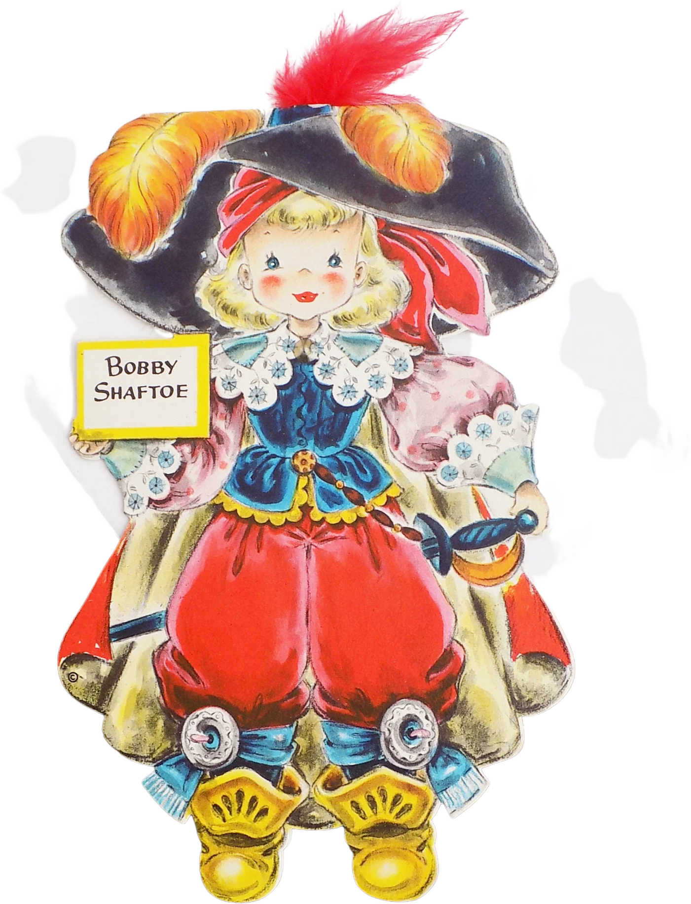 1947 "land of Make Believe" Card Paper Doll # 12 Bobby Shaftoe Collectible Cards Pirate Sailor Signed Used by Hallmark
