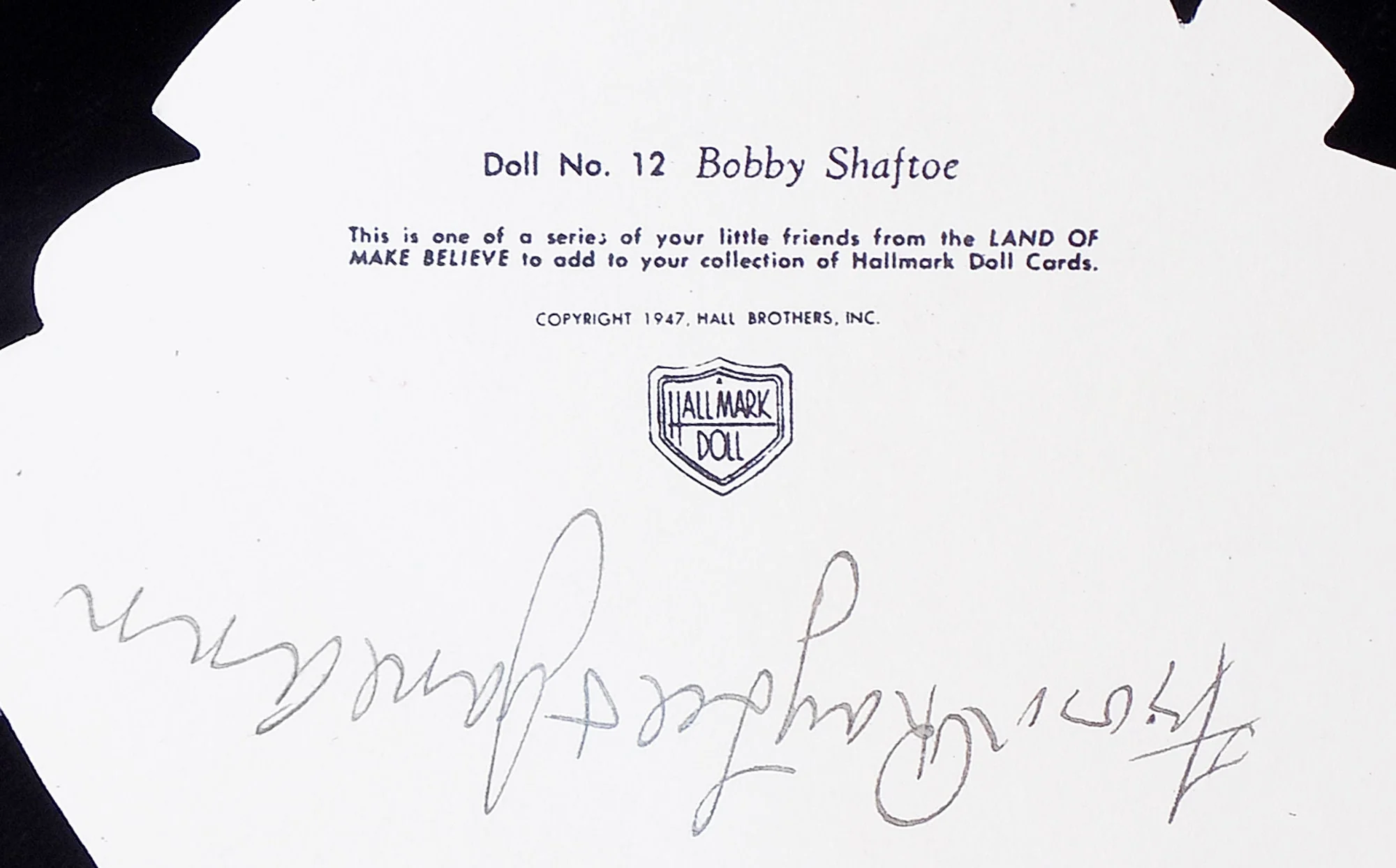 1947 "land of Make Believe" Card Paper Doll # 12 Bobby Shaftoe Collectible Cards Pirate Sailor Signed Used by Hallmark - Image 4