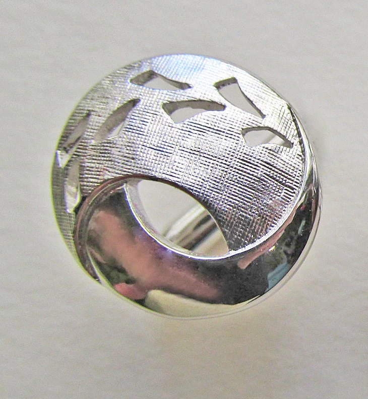 1950 60s Atomic Era Swank Chrome Cufflinks with Texture and Cut Outs Wedding Red Carpet Brutalist - Image 3