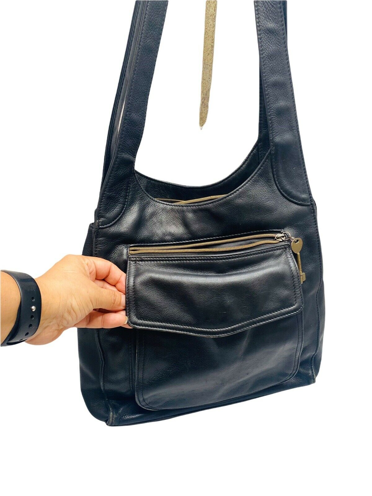 1954 Fossil 75082 The American Classic Shoulder Large Black Soft Leather Handbag by Fossil - Image 6