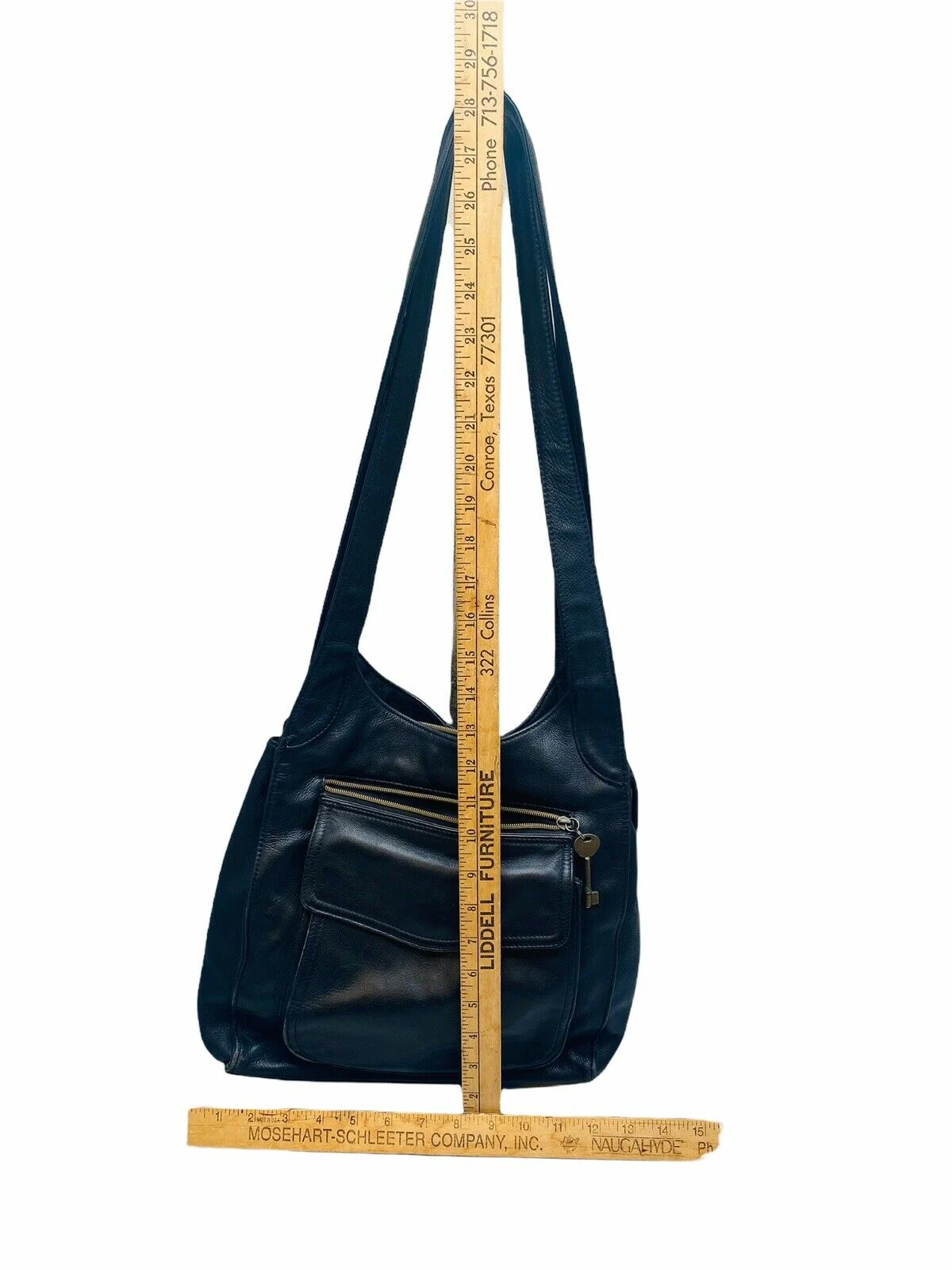 1954 Fossil 75082 The American Classic Shoulder Large Black Soft Leather Handbag by Fossil - Image 8
