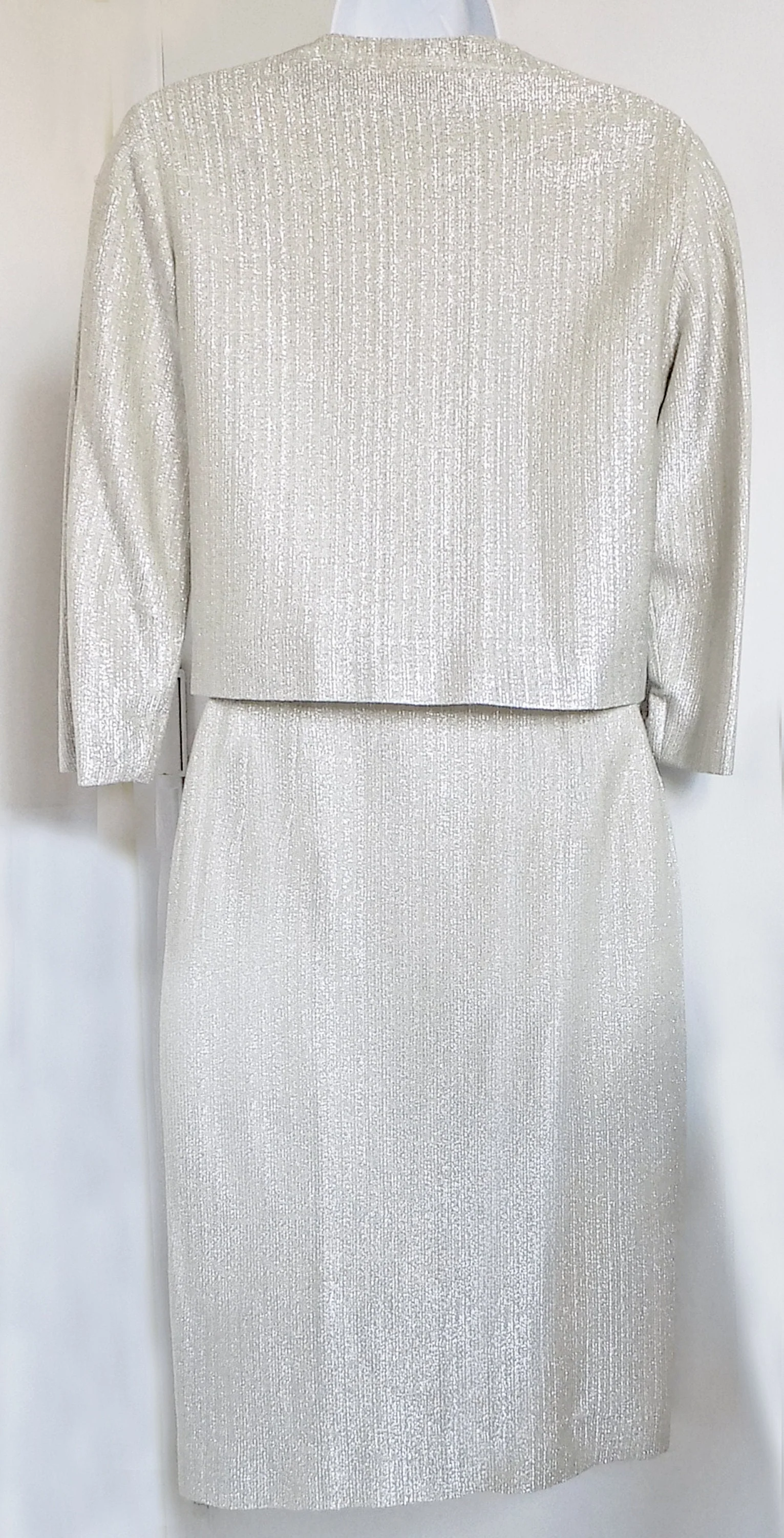 1955 66 Mod Oleg Cassini Style Double Breasted Two Piece Silver Thread Suit by Wippette Sports Wear Metal Zipper by Wippette Sports Wear - Image 6