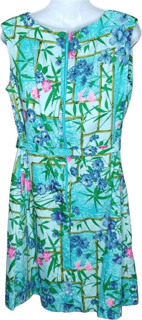 60's/70's Floral Bamboo Print Sleeveless Cotton Dress by Sun Fashions Of Hawaii - Image 2