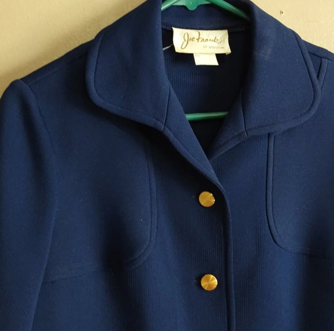 70’s Navy Blue Buttoned Jacket by Joe Frank Of Houston - Image 3