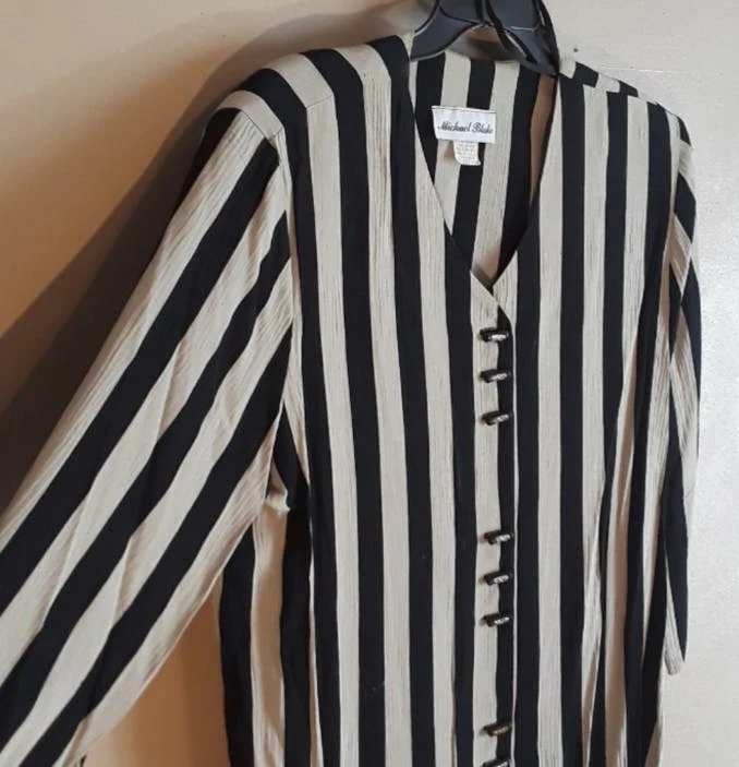 80's Striped Blazer Blouse by Michael Blake - Image 3