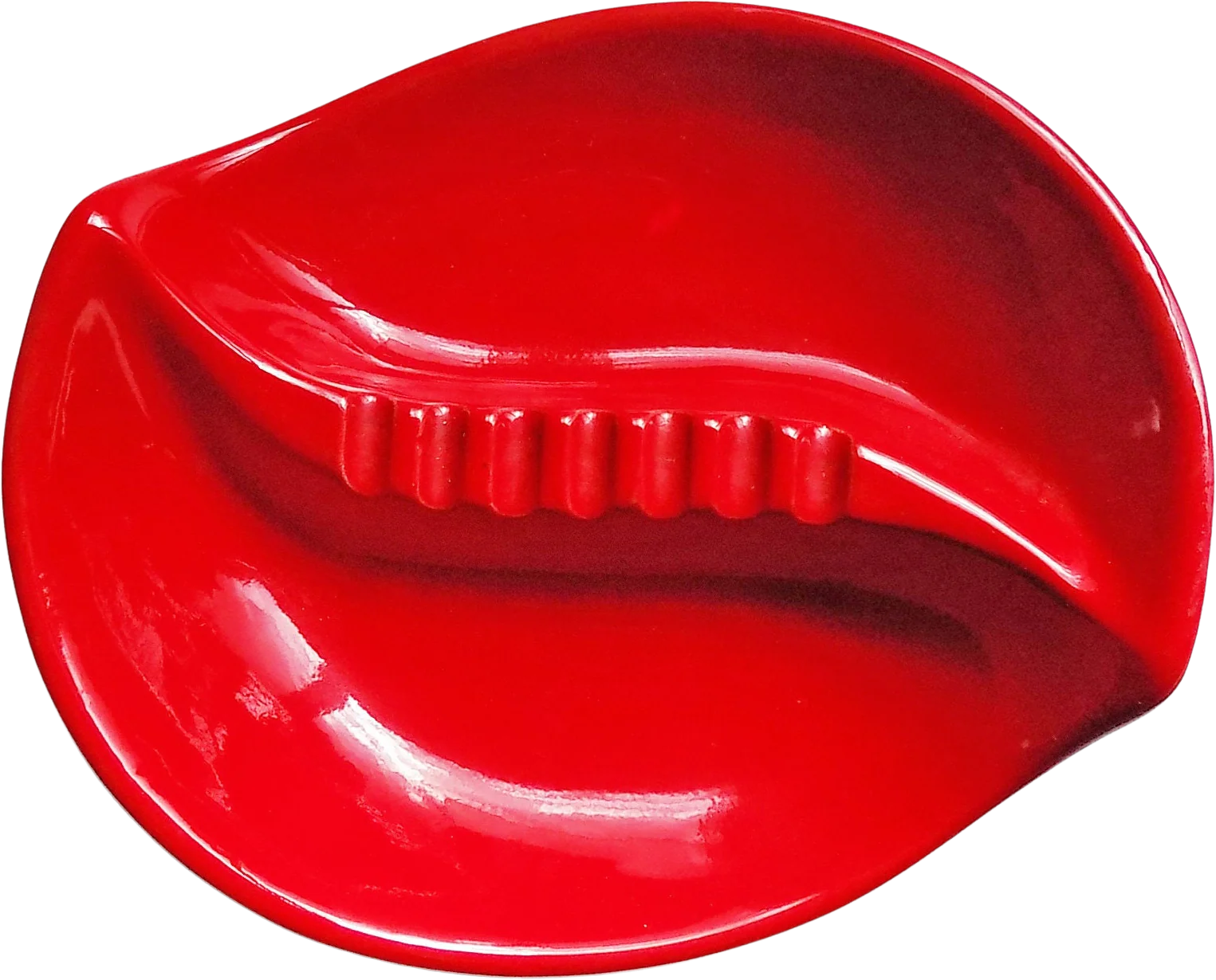 1973 Large Red Ceramic Ashtray Catch All Signed Dated Hand Glazed and Fired Home Made Atomic Mcm Mad Men 9. 5"