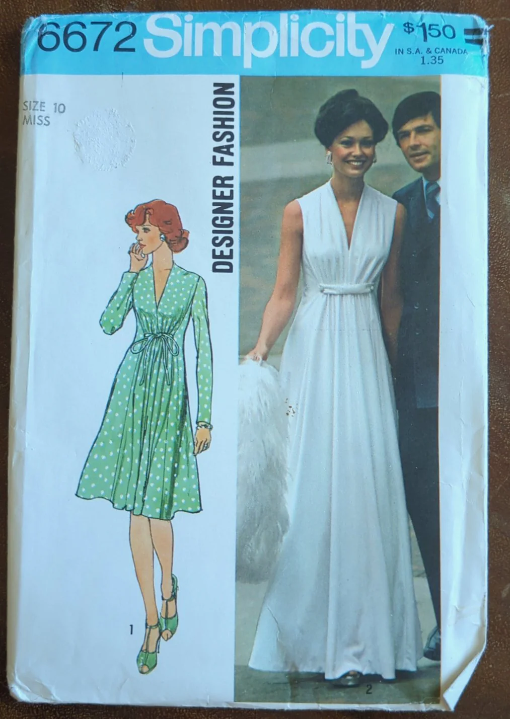 1974 6672 Designer Fashion Sewing Pattern In Size 10 Miss by Simplicity - Image 3