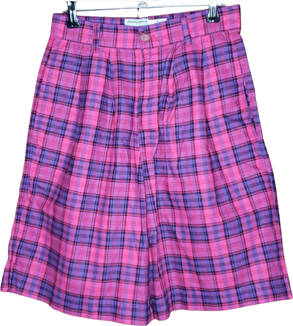 80’s Pink and Purple Plaid High Waisted Shorts by Palmetto's