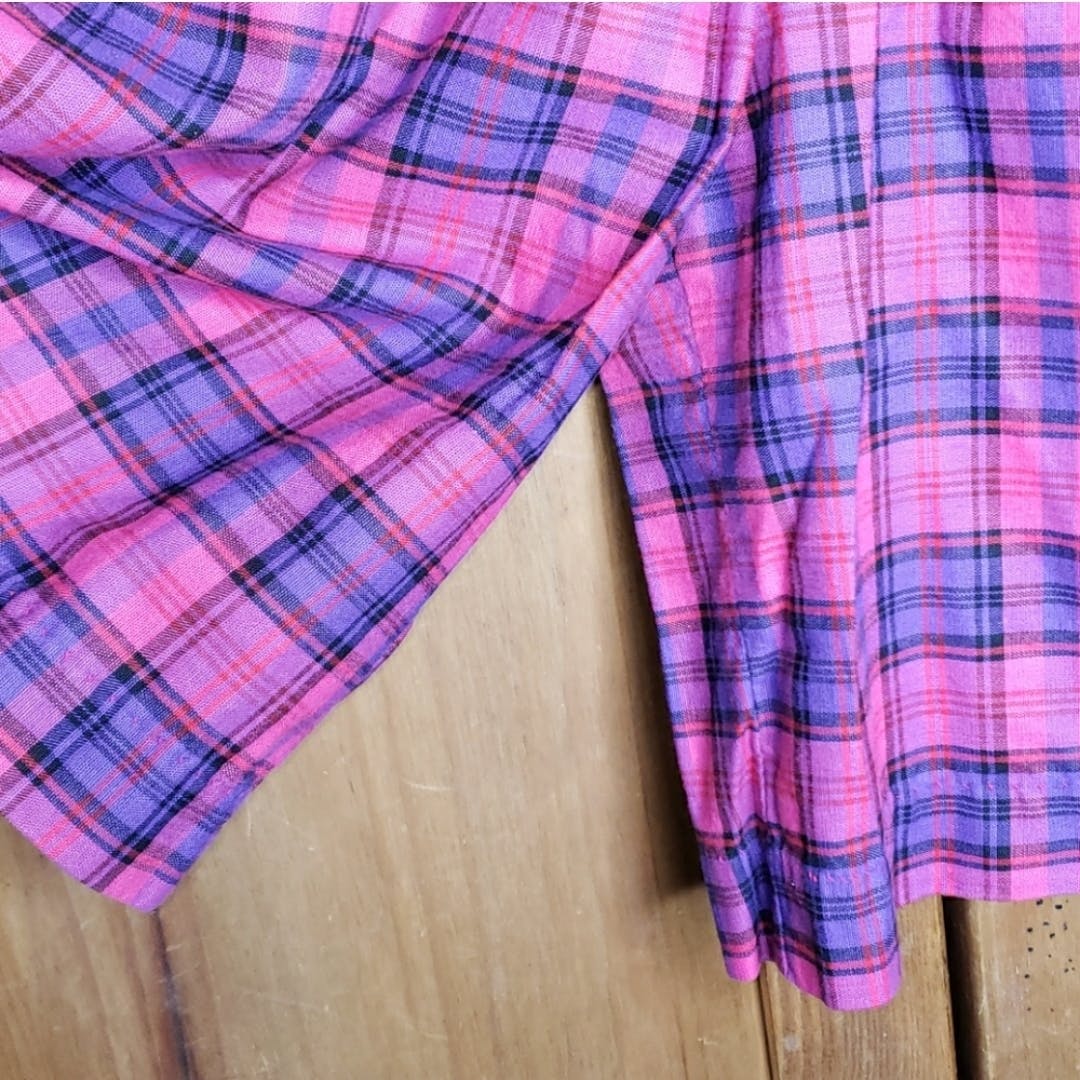 80’s Pink and Purple Plaid High Waisted Shorts by Palmetto's - Image 5