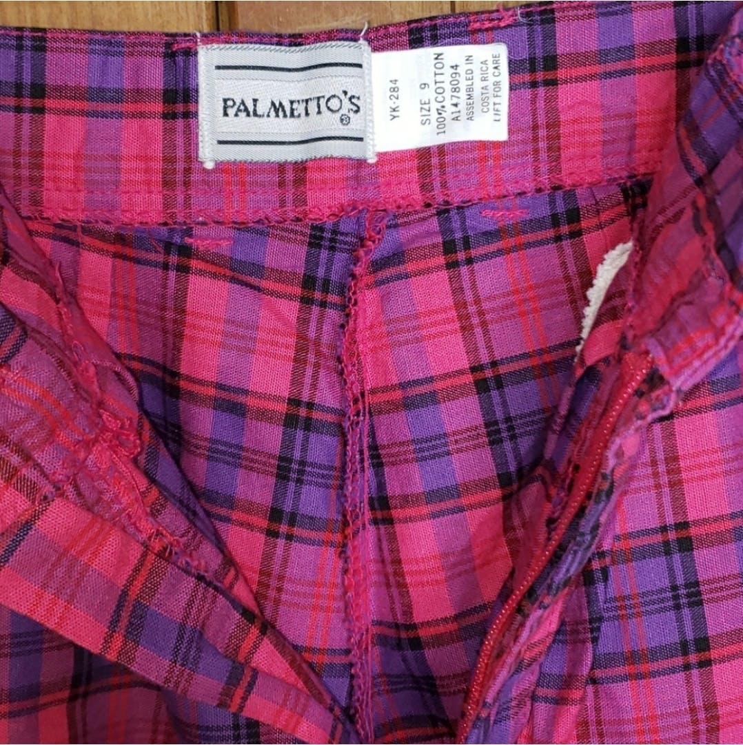 80’s Pink and Purple Plaid High Waisted Shorts by Palmetto's - Image 6