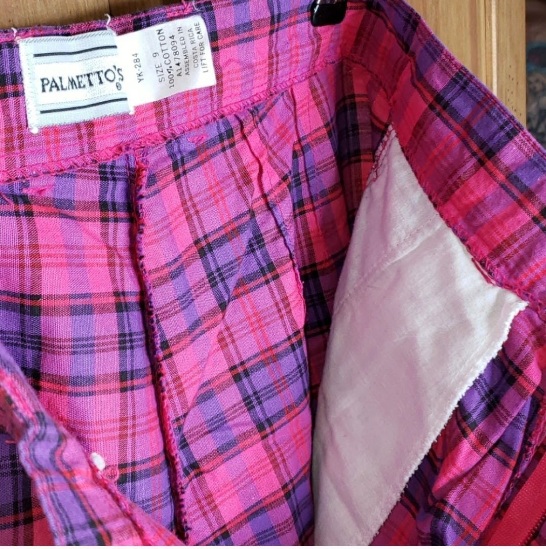 80’s Pink and Purple Plaid High Waisted Shorts by Palmetto's - Image 9