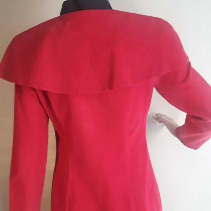 80's Red Embroidered Button Dress by Samantha Edwards - Image 5