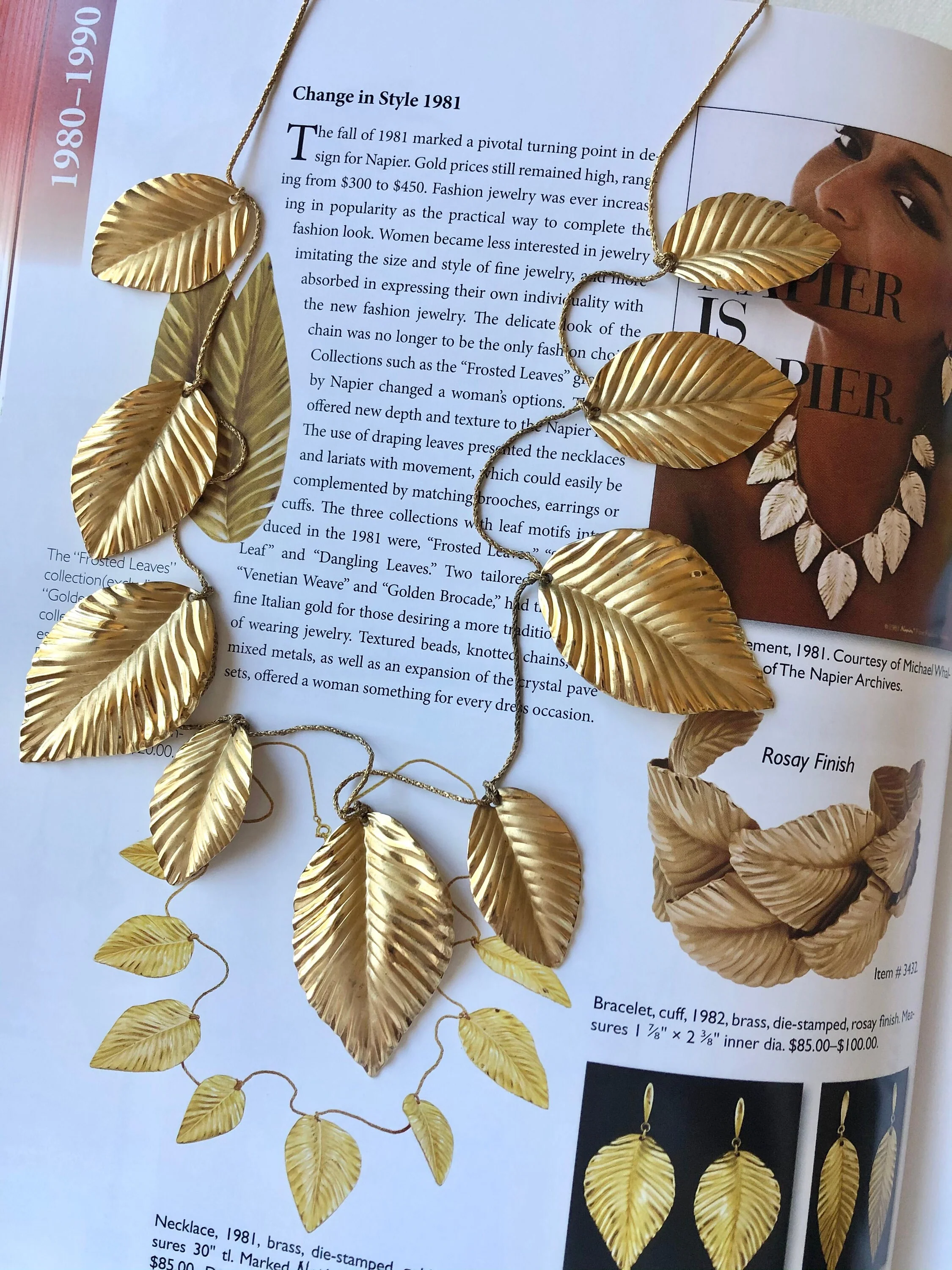1981 Iconic Signed Frosted Leaves Statement Layering Necklace Book Piece by Napier - Image 5