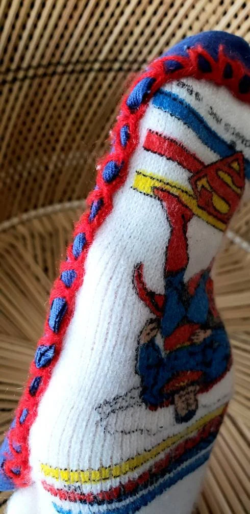 1982 Kids Superman Slippers Vintage Superman Slippers, 80s Superman Gift, Superman Slipper Socks, Kids Lg 8 1/2 - Image 9
