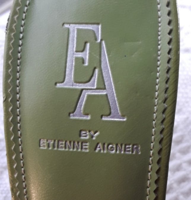 90's Striped Green Sandal Heels by Etienne Aigner - Image 5