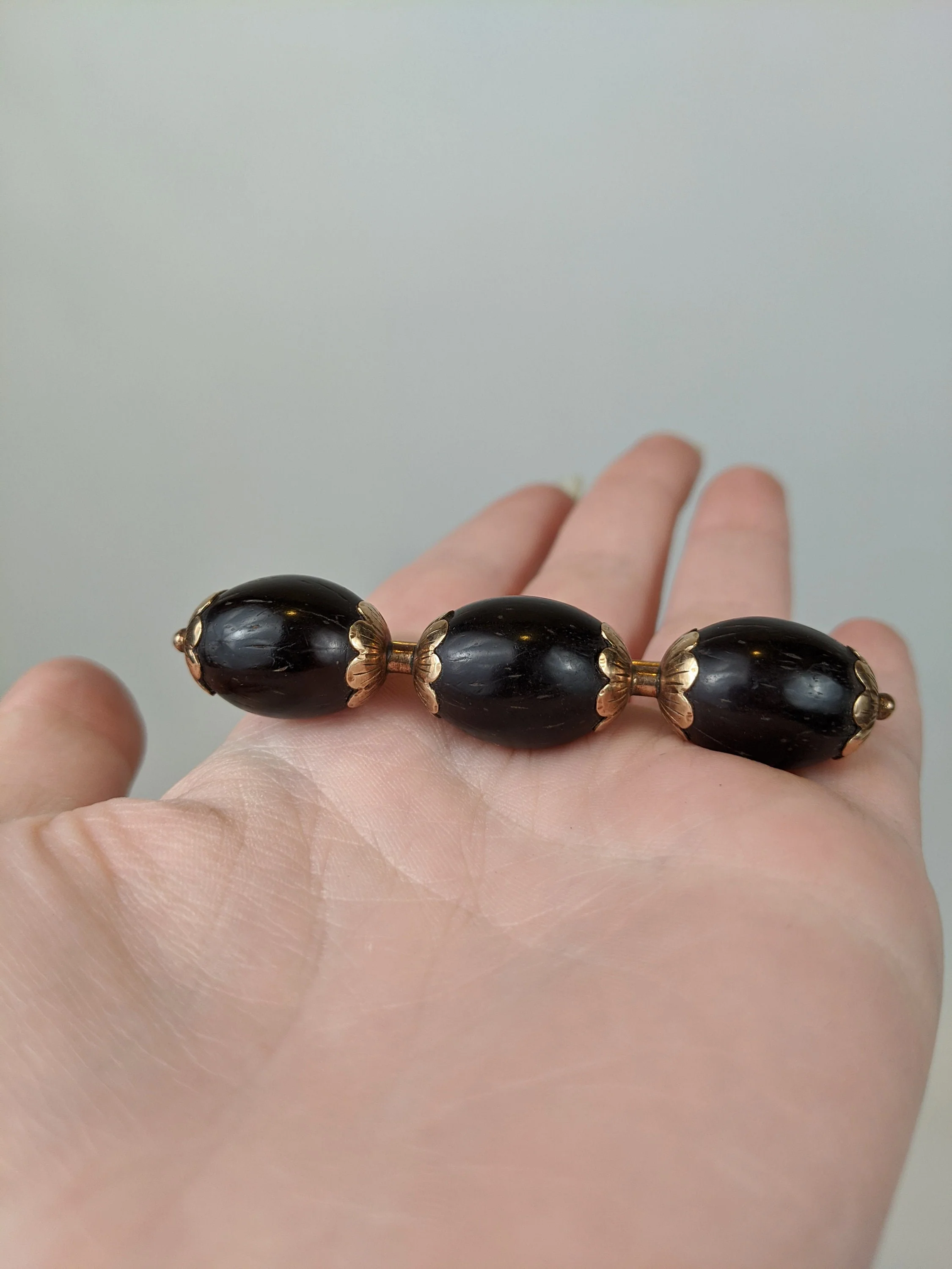19th C. 14k Gold Palm Seed Brooch Antique Victorian Unusual Jewelry - Image 7