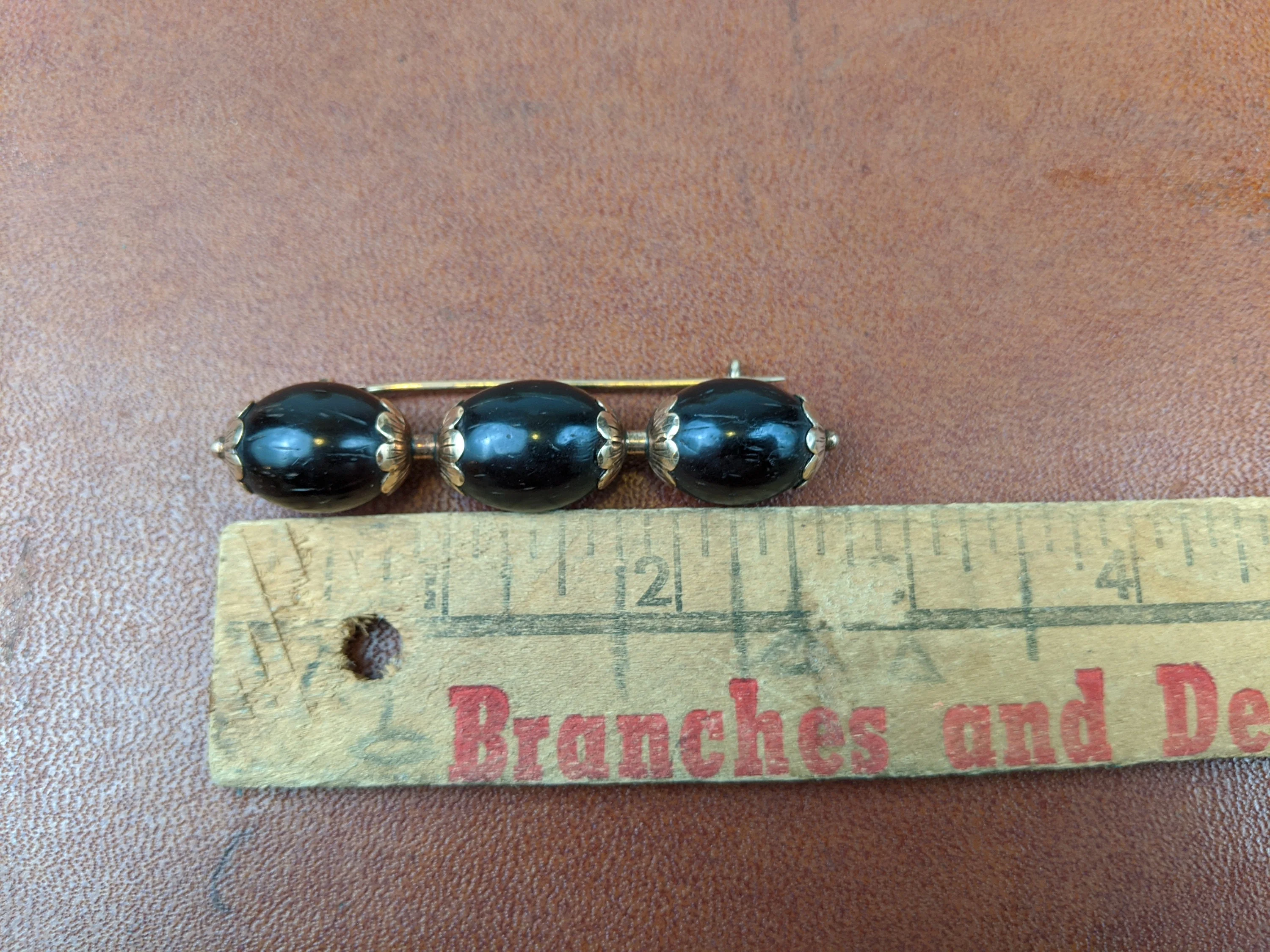 19th C. 14k Gold Palm Seed Brooch Antique Victorian Unusual Jewelry - Image 8