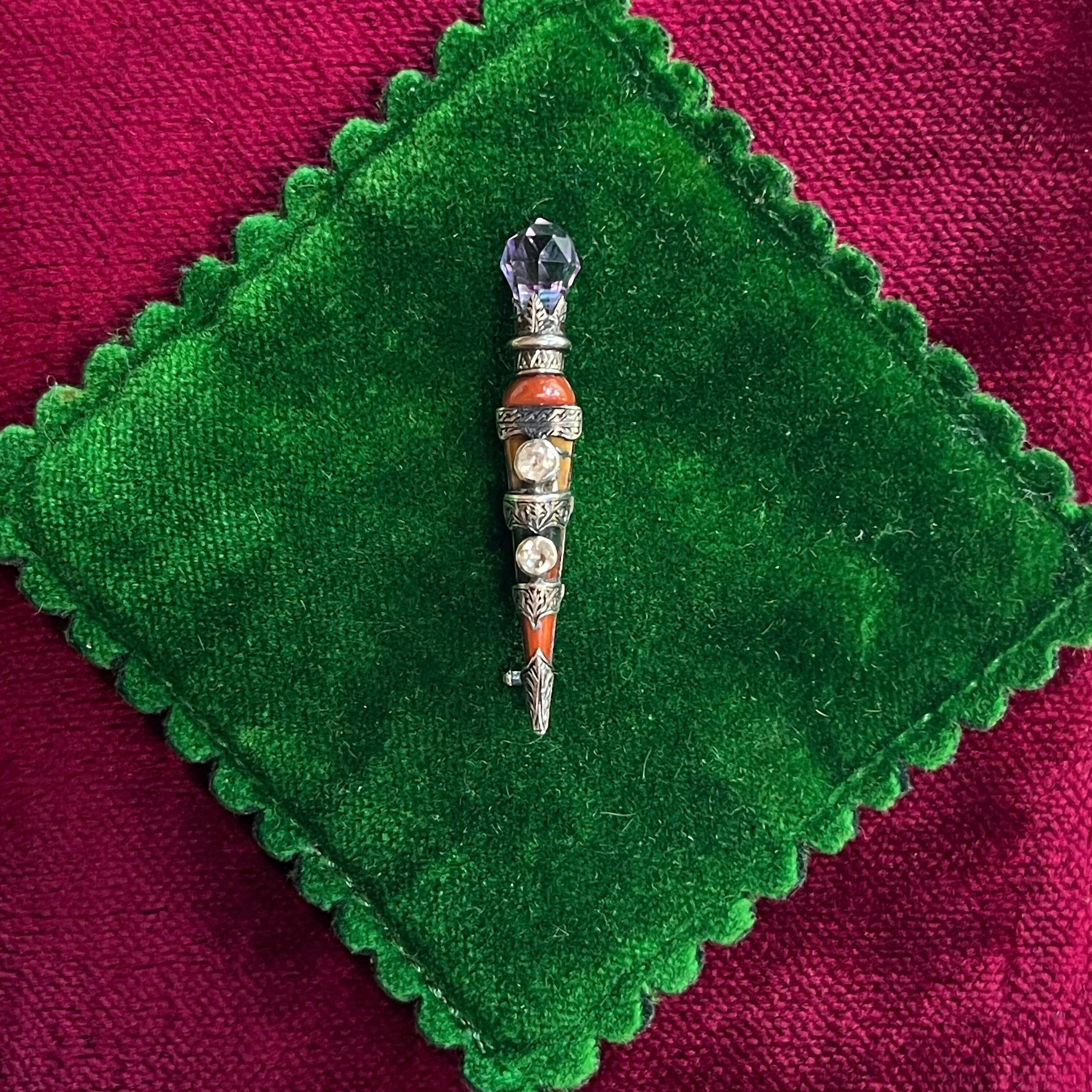 19th C. Sterling Silver Scottish Kilt Pin Brooch Antique Victorian Jewelry - Image 2