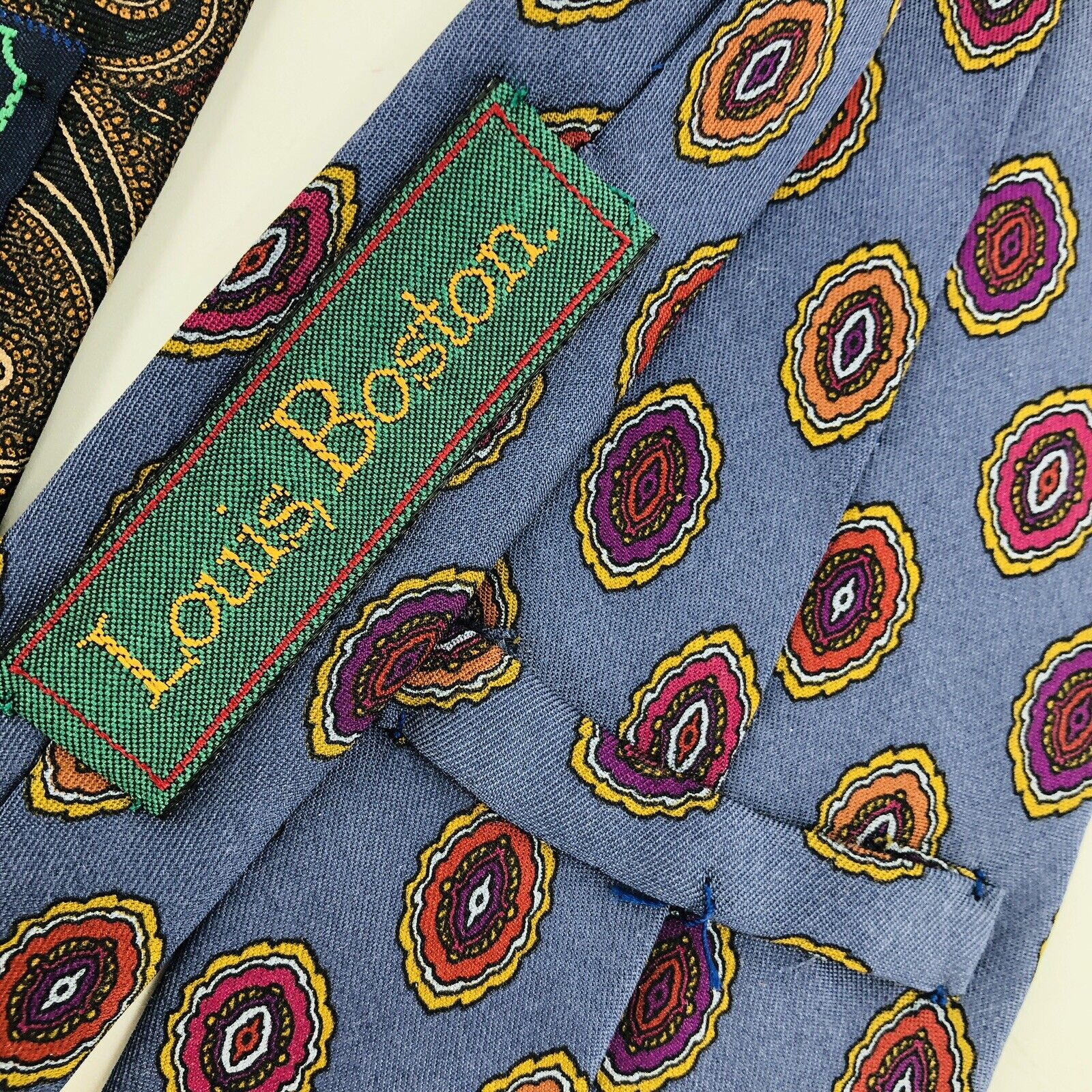 2 100% Silk Mens Ties Neckties Louis Boston Red Paisley Blue Purple by Stonehenge - Image 5