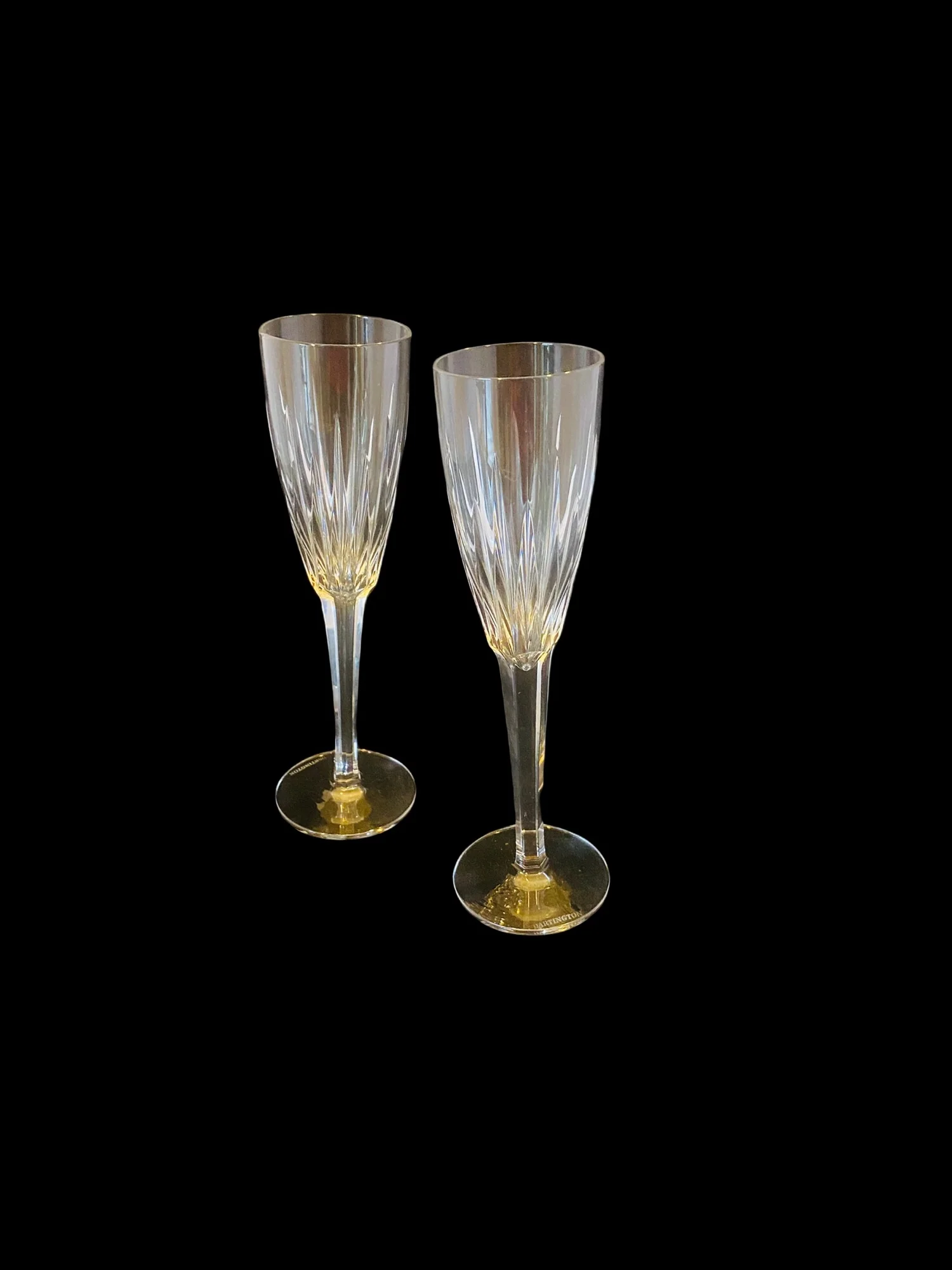 2 Dartington 24% Lead Crystal Champagne Glasses Pair by Dartington Chrystal - Image 2