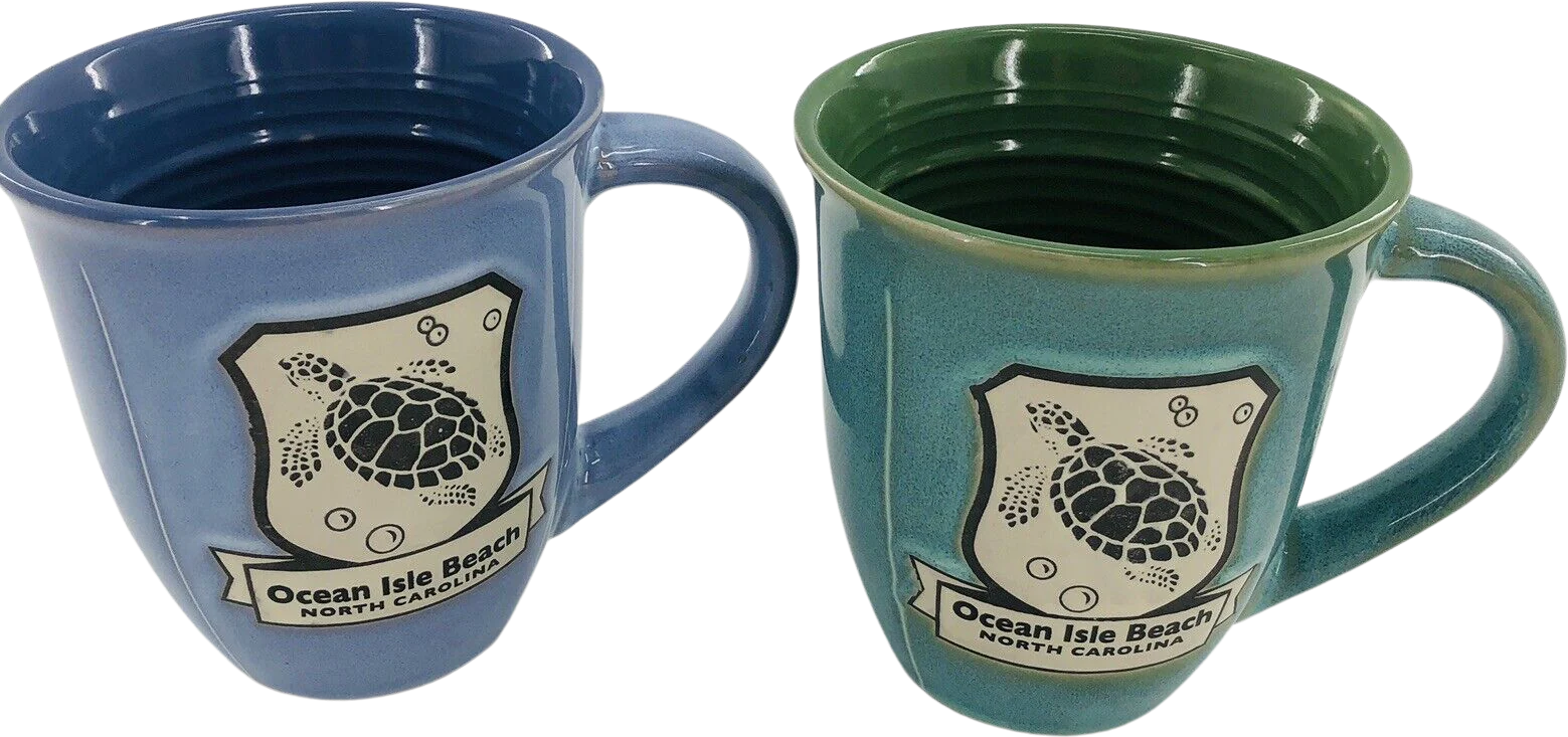 2 Ocean Isle Beach North Carolina Nc Sea Turtle Pottery Mug Coffee Tea Souvenir by PCF Souvenirs