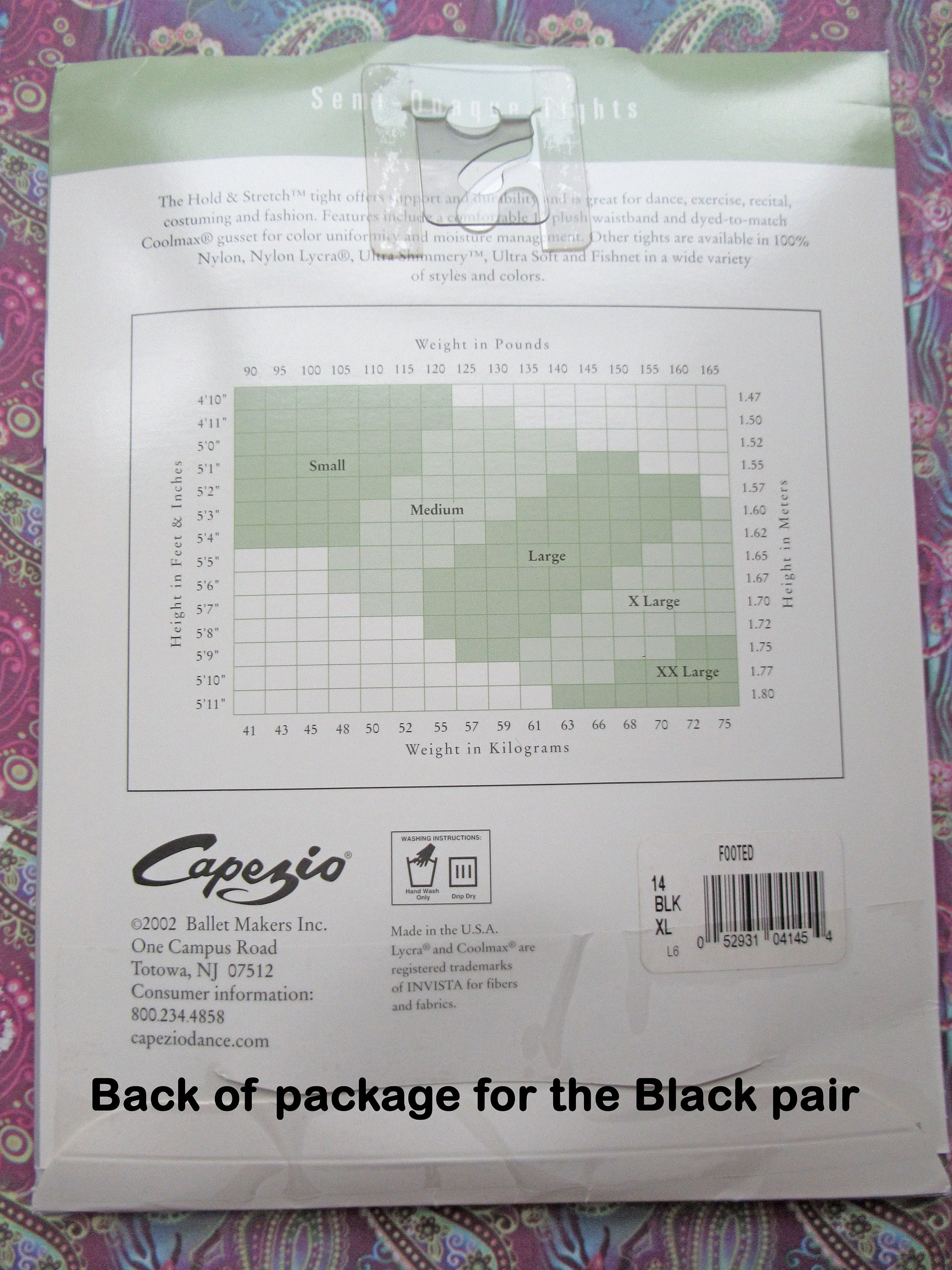 2 Pairs Xl Capezio Hold and Stretch Tights Never Worn In Packages 1 In Black 1 In Suntan Unopened New In Package Nylon / Spandex Mix - Image 8