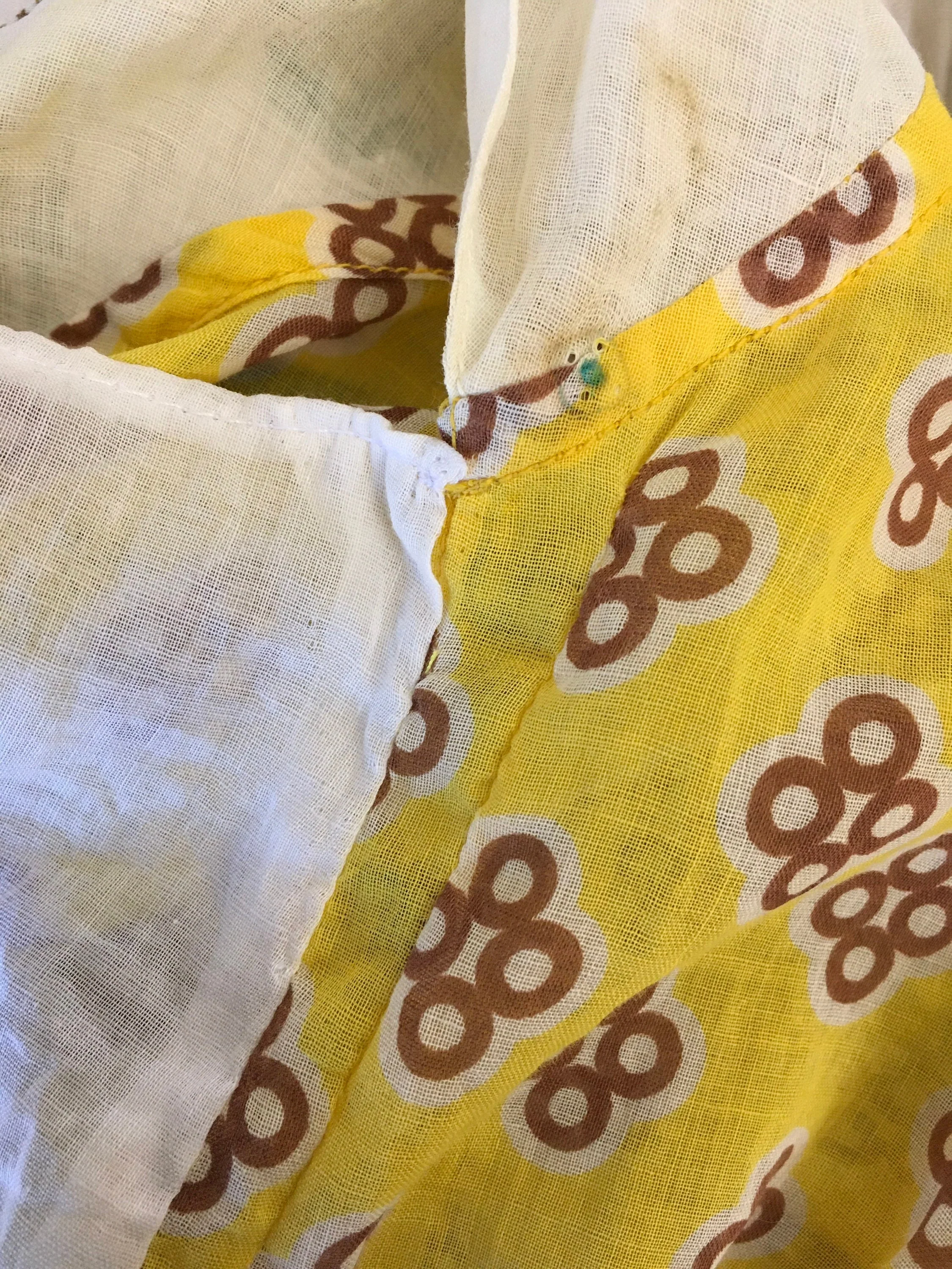 20’s-30’s Yellow Cotton Deco Print Flapper Dress by Beety Baxby - Image 9