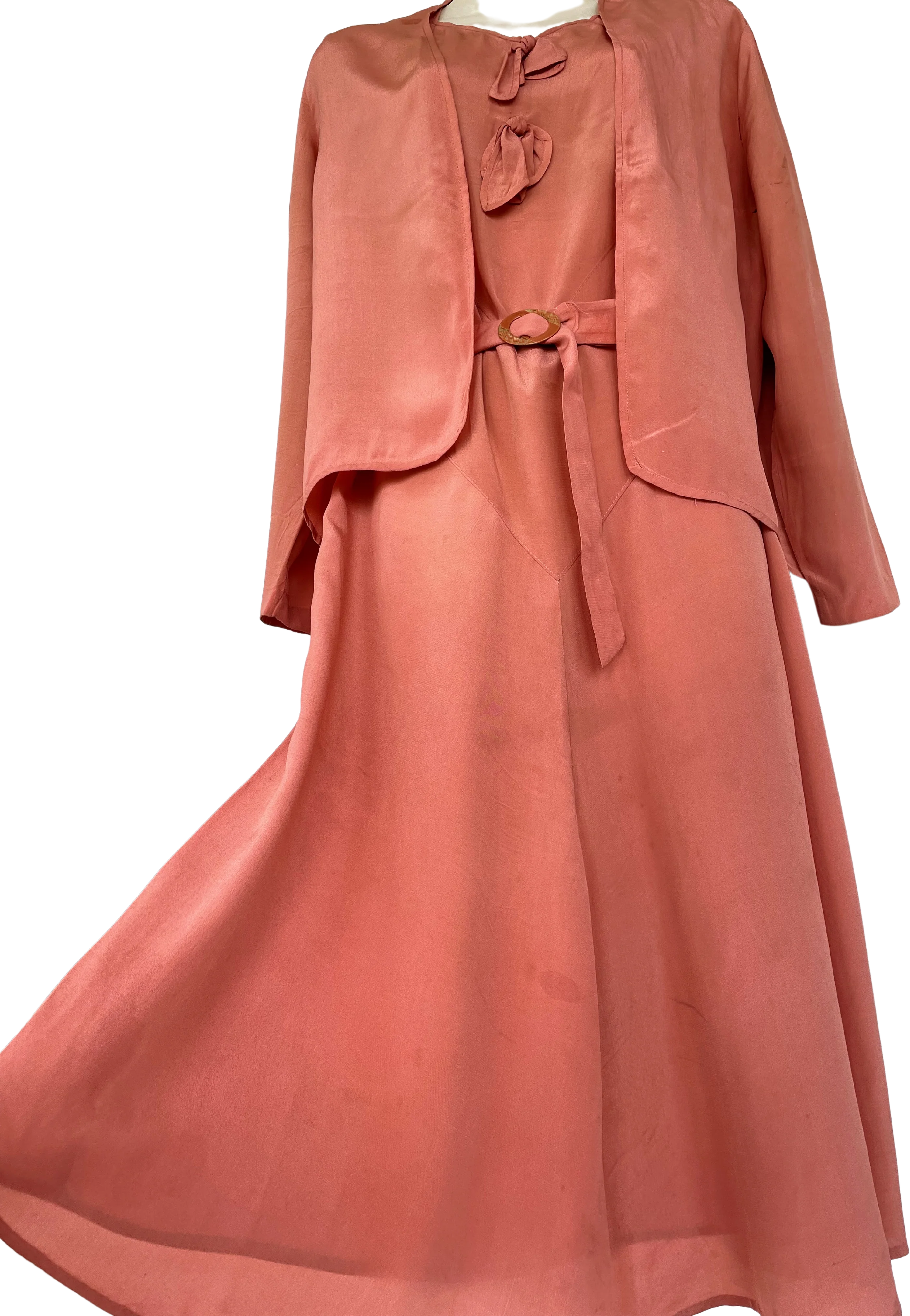 20s/30s Antique Peach Silk Dress Jacket Tlc Study Piece