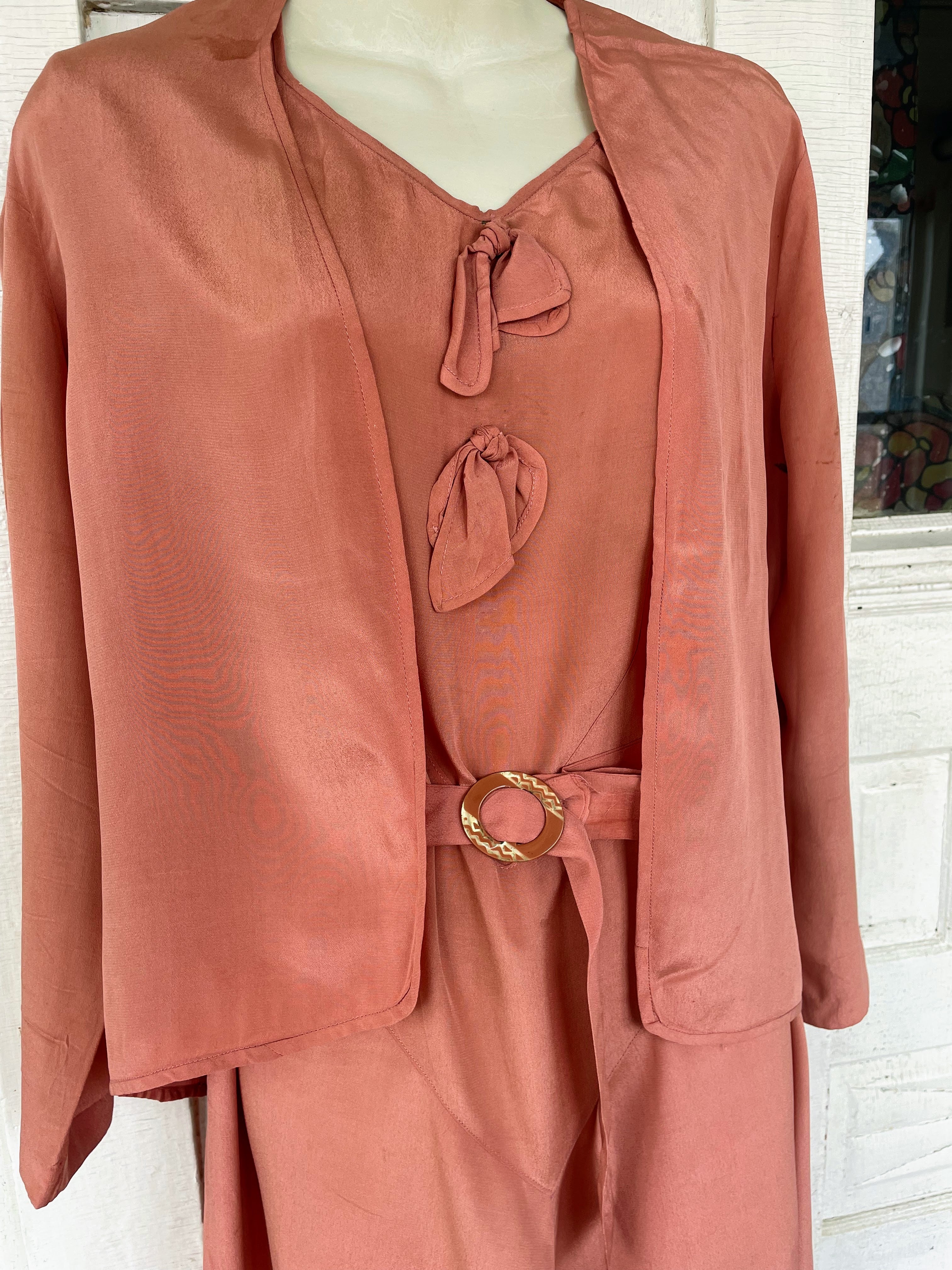 20s/30s Antique Peach Silk Dress Jacket Tlc Study Piece - Image 8