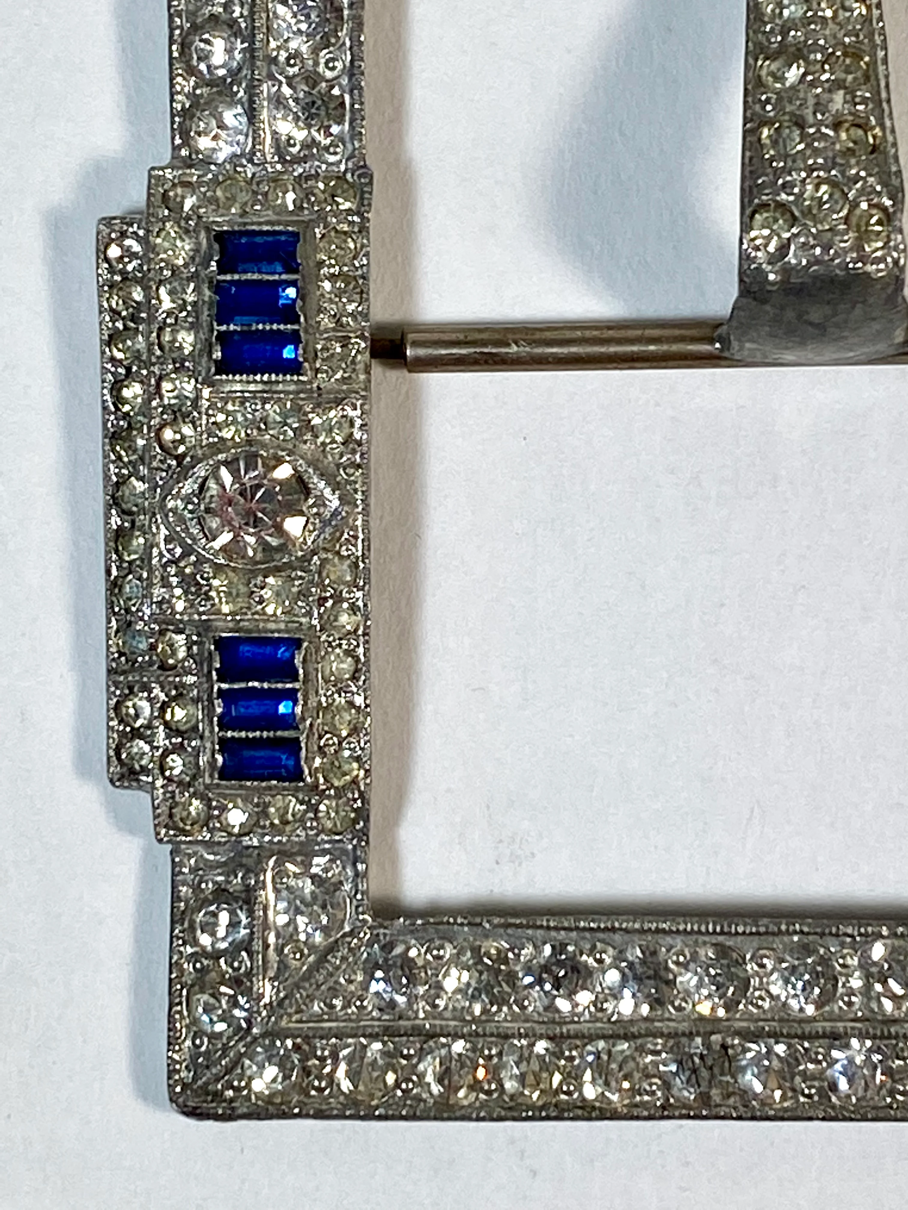 20s/30s Art Deco Rhinestone And Silver Belt Buckle - Image 9