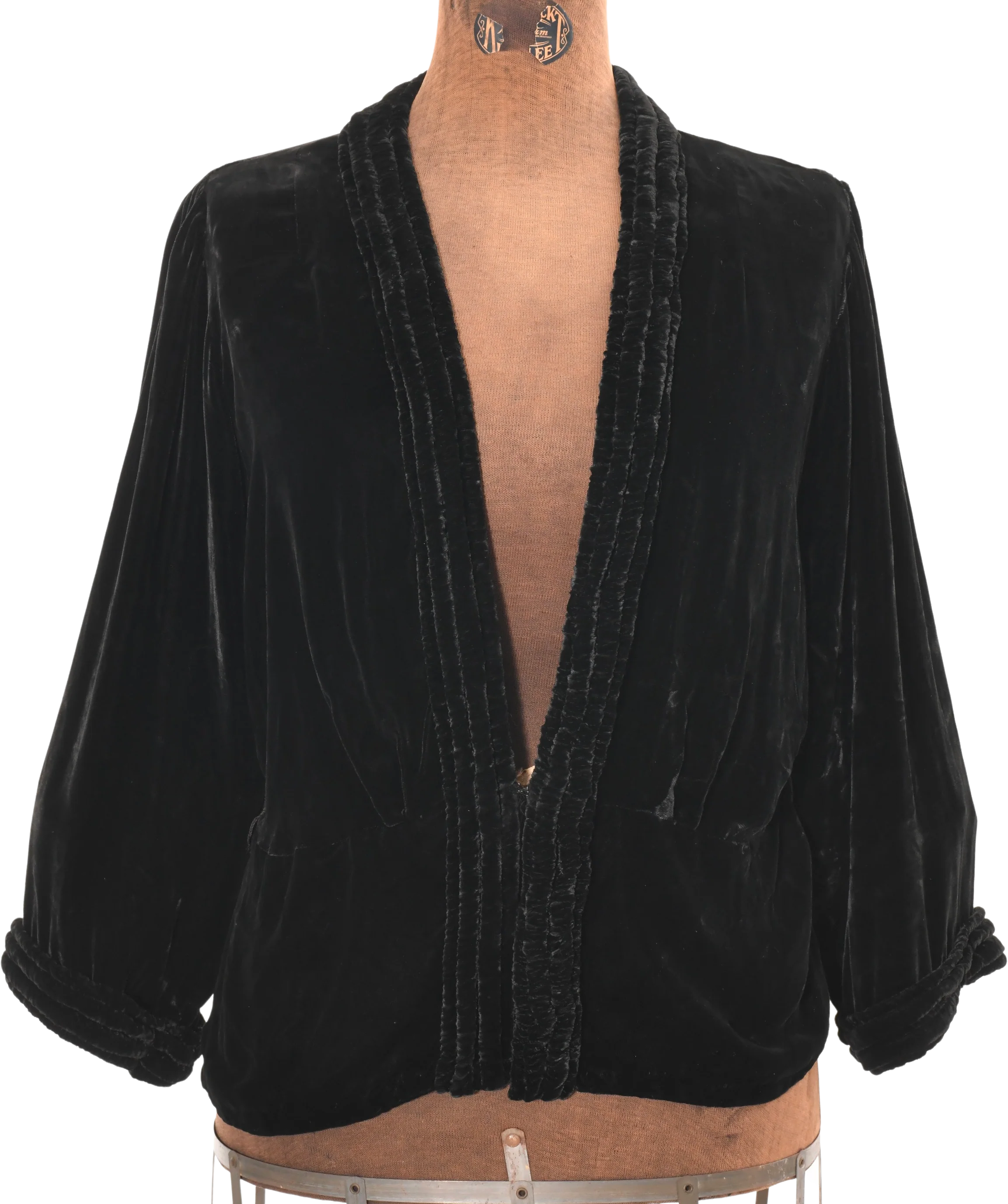 20s/30s Black Velvet Short Art Deco Evening Theater Jacket