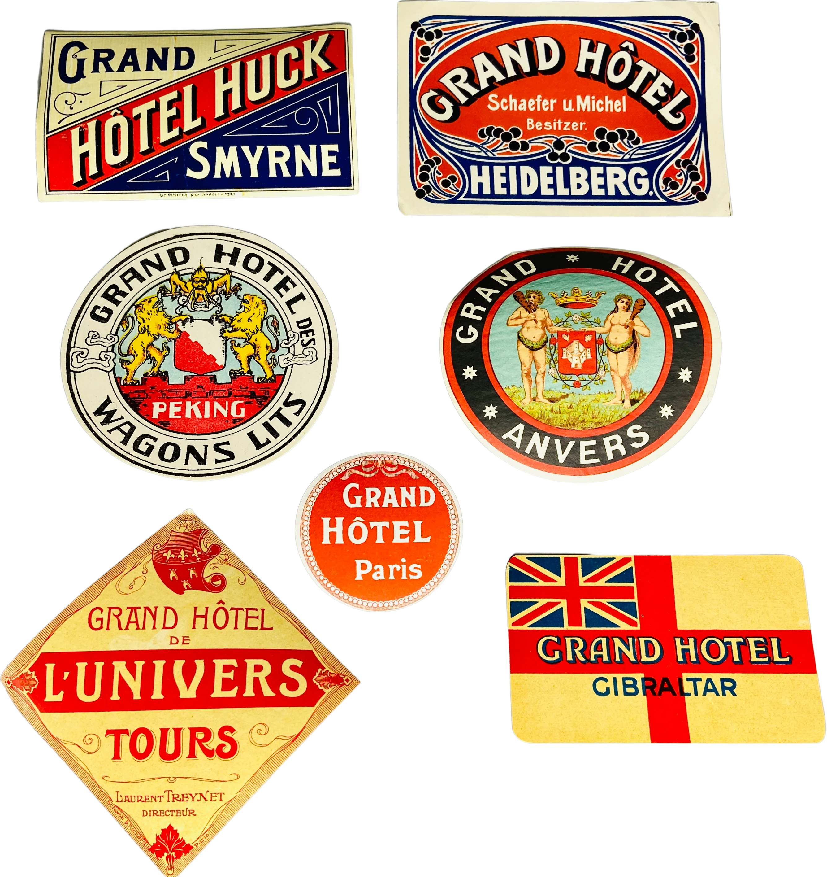 20s/30s Grand Hotel Luggage Labels World Travel Ephemera