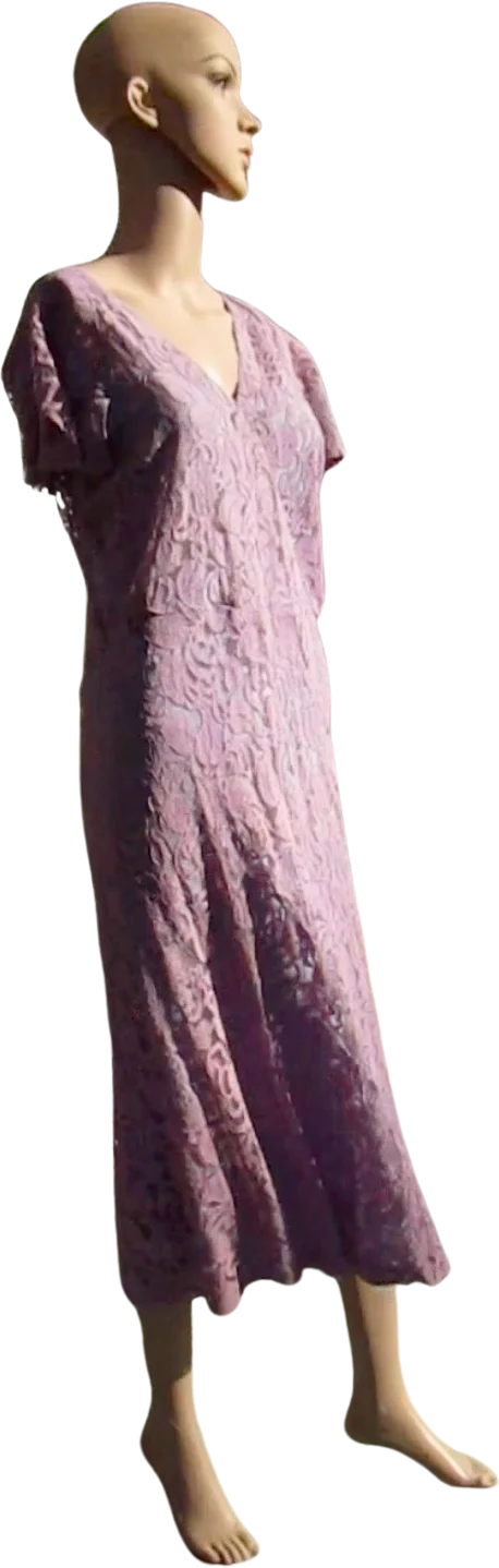 20s/30s Lavender Lace Gown With Back And Sleeve Detail - Image 7