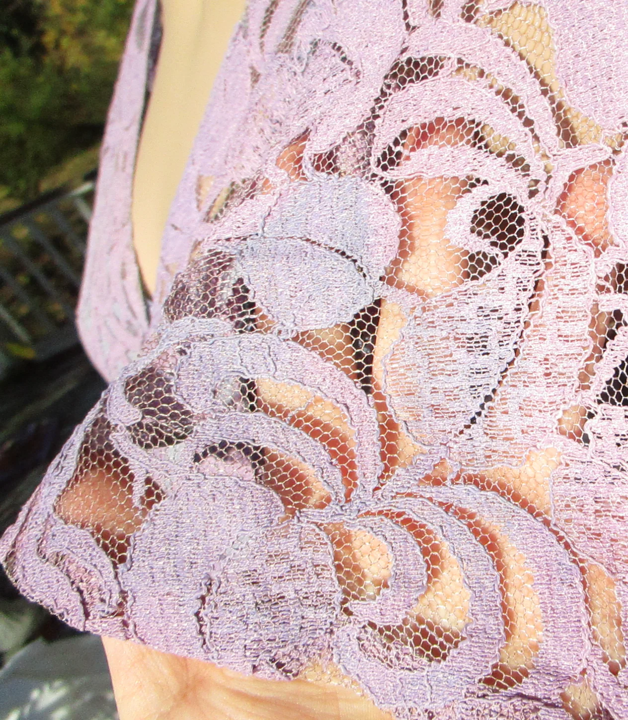 20s/30s Lavender Lace Gown With Back And Sleeve Detail - Image 9