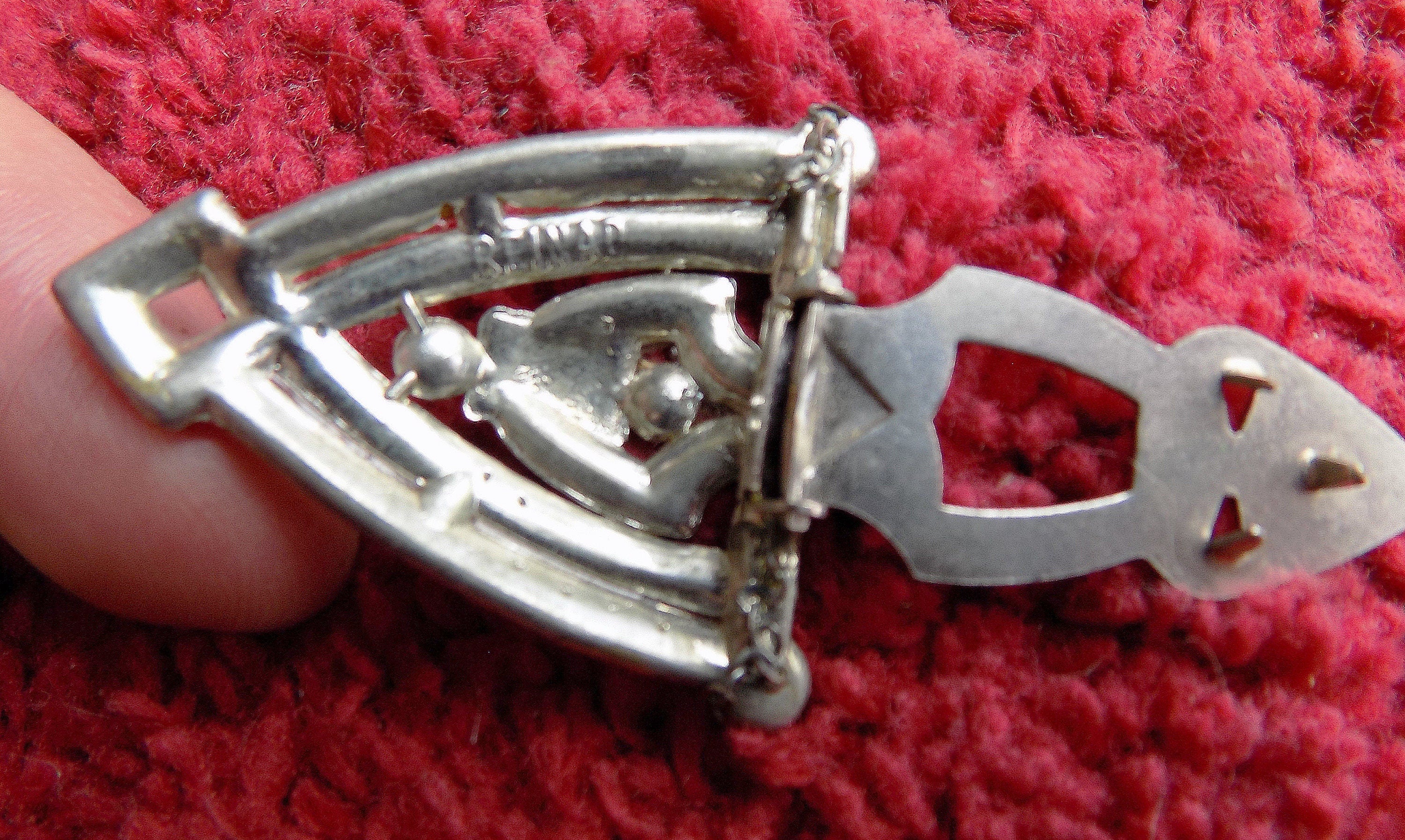 20s 40s Art Deco Reinad Pot Metal and Rhinestone Dress Clip Missing Stones - Image 2