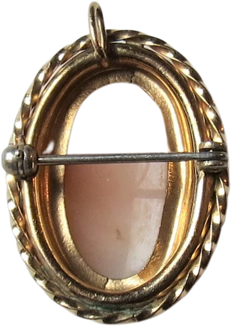 20s Antique Shell Cameo Brooch With Pendant Bale - Image 2