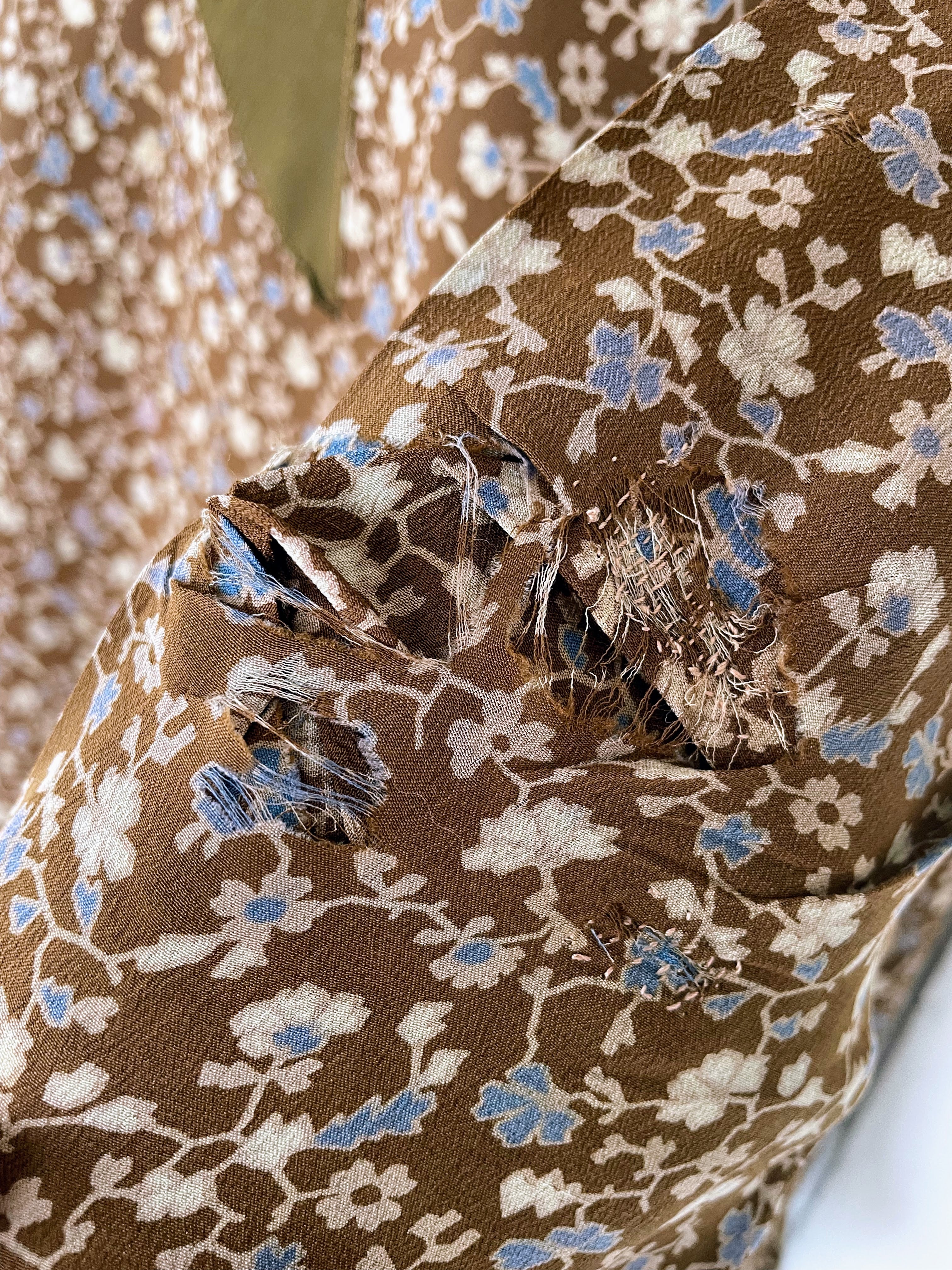 20s Antique Silk And Linen Maternity Skirt Blouse Set - Image 8