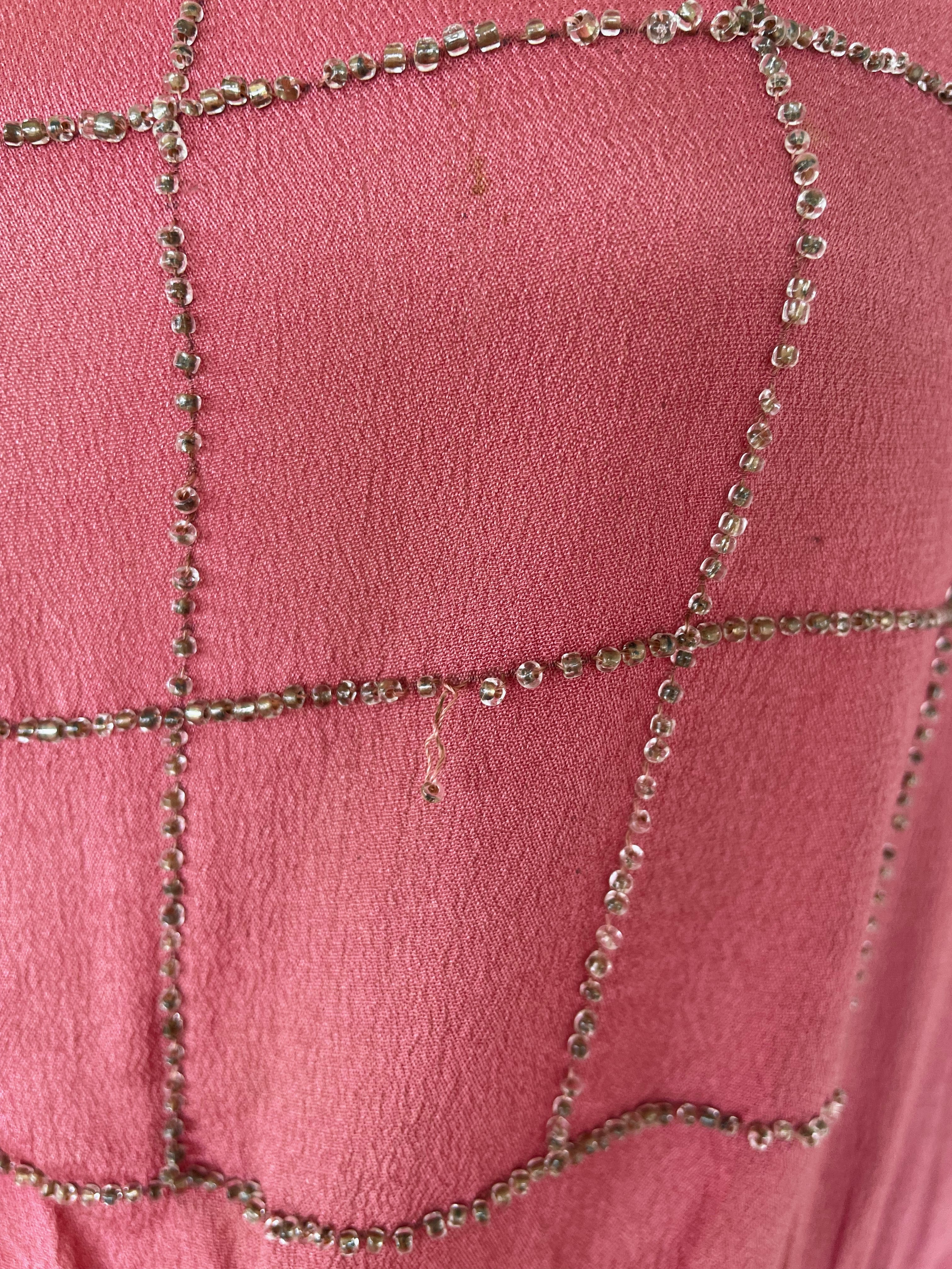20s Antique Silk Beaded Dress Tlc Study Piece Damage - Image 5